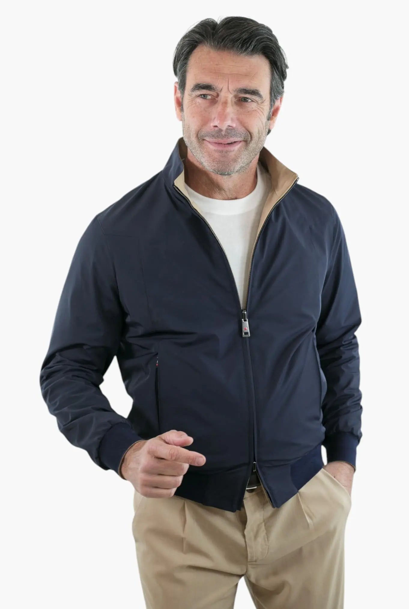 Giubbino Reversibile Bicolore Blu e Beige - Guarino Store