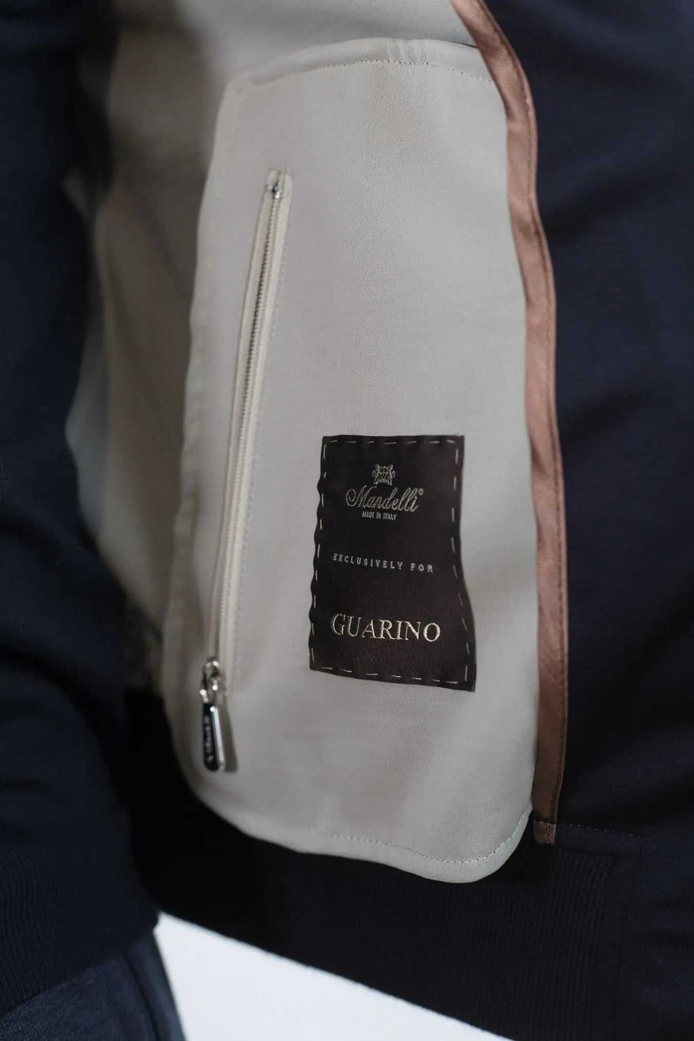 MANDELLI Giubbotto Jersey di Lana Blu Tessuto Loro Piana