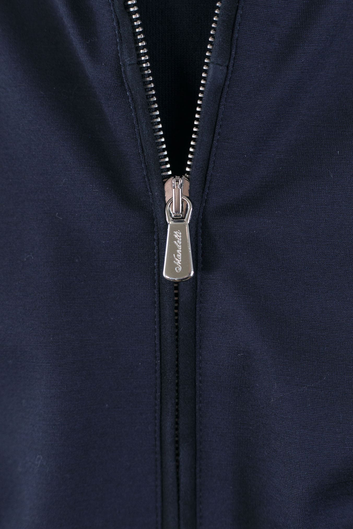 MANDELLI Giubbotto Jersey di Lana Blu Tessuto Loro Piana