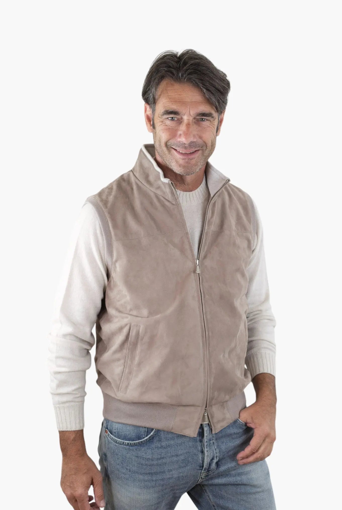 MANDELLI Gilet Suede Beige