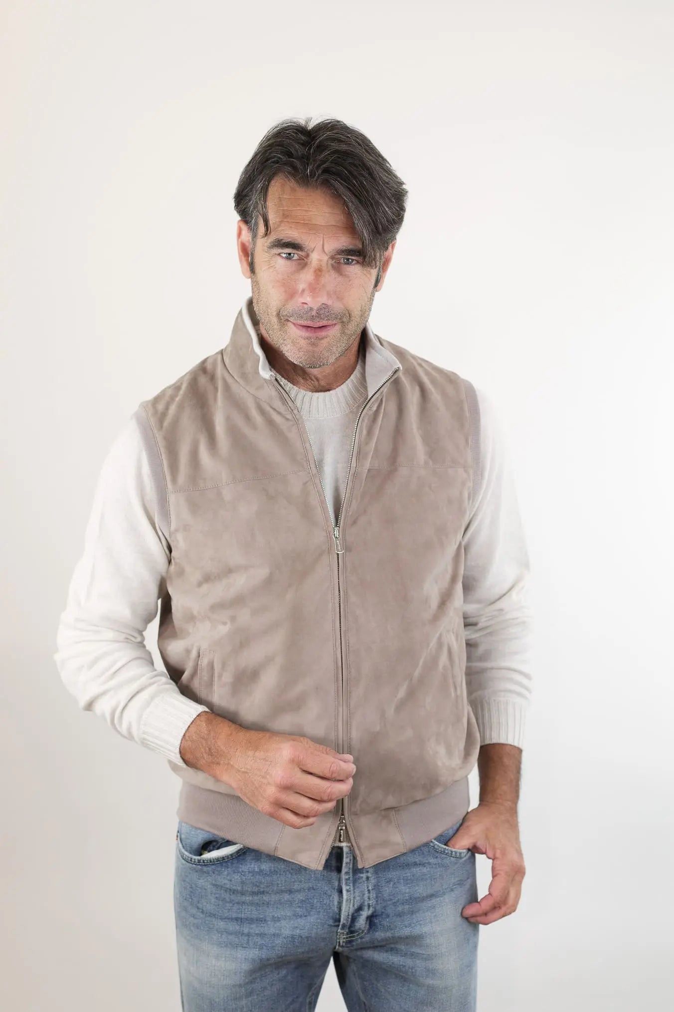 MANDELLI Gilet Suede Beige