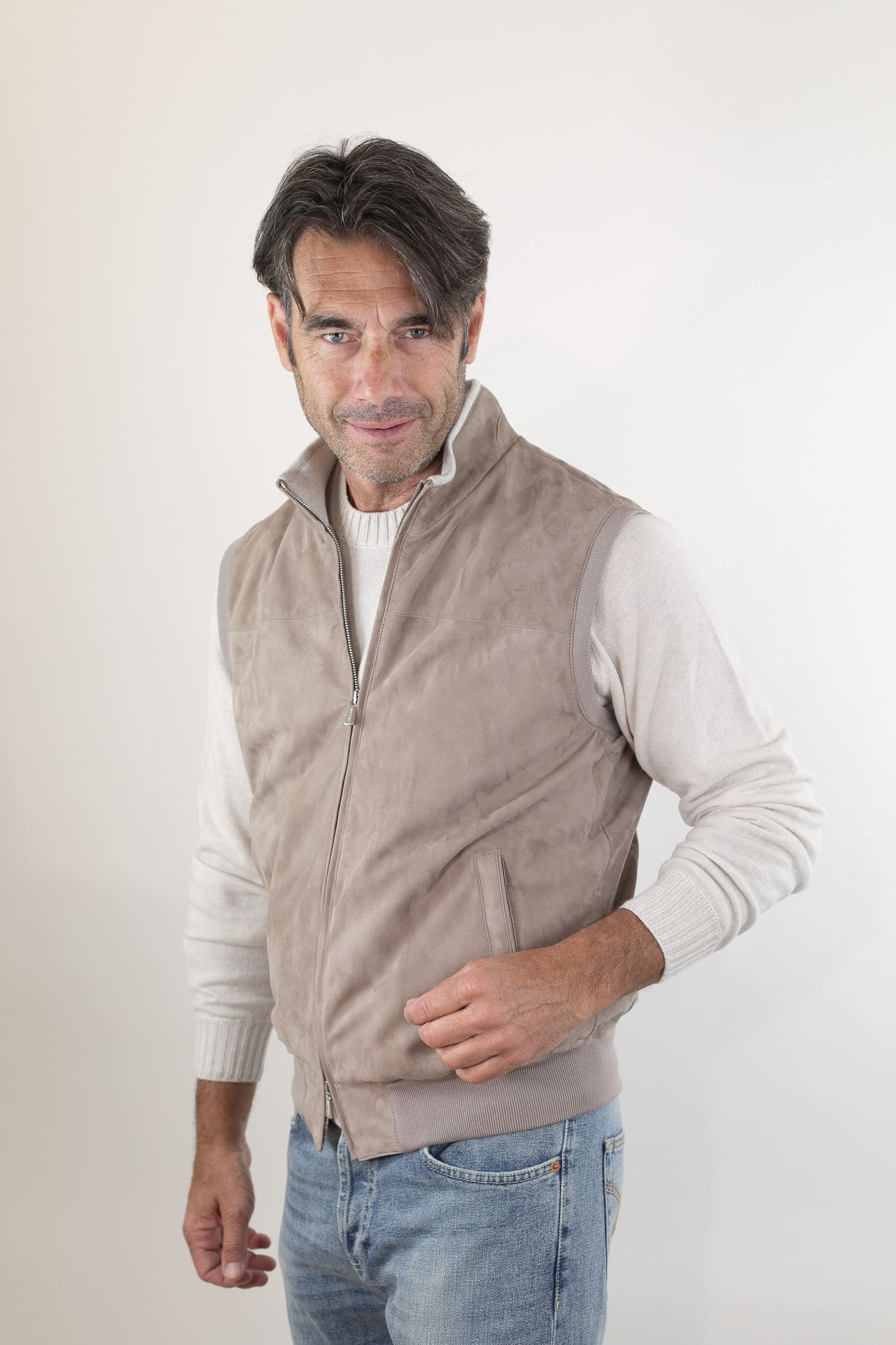MANDELLI Gilet Suede Beige