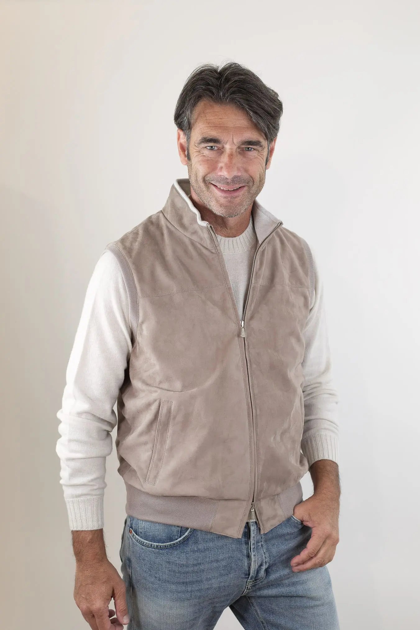 MANDELLI Gilet Suede Beige