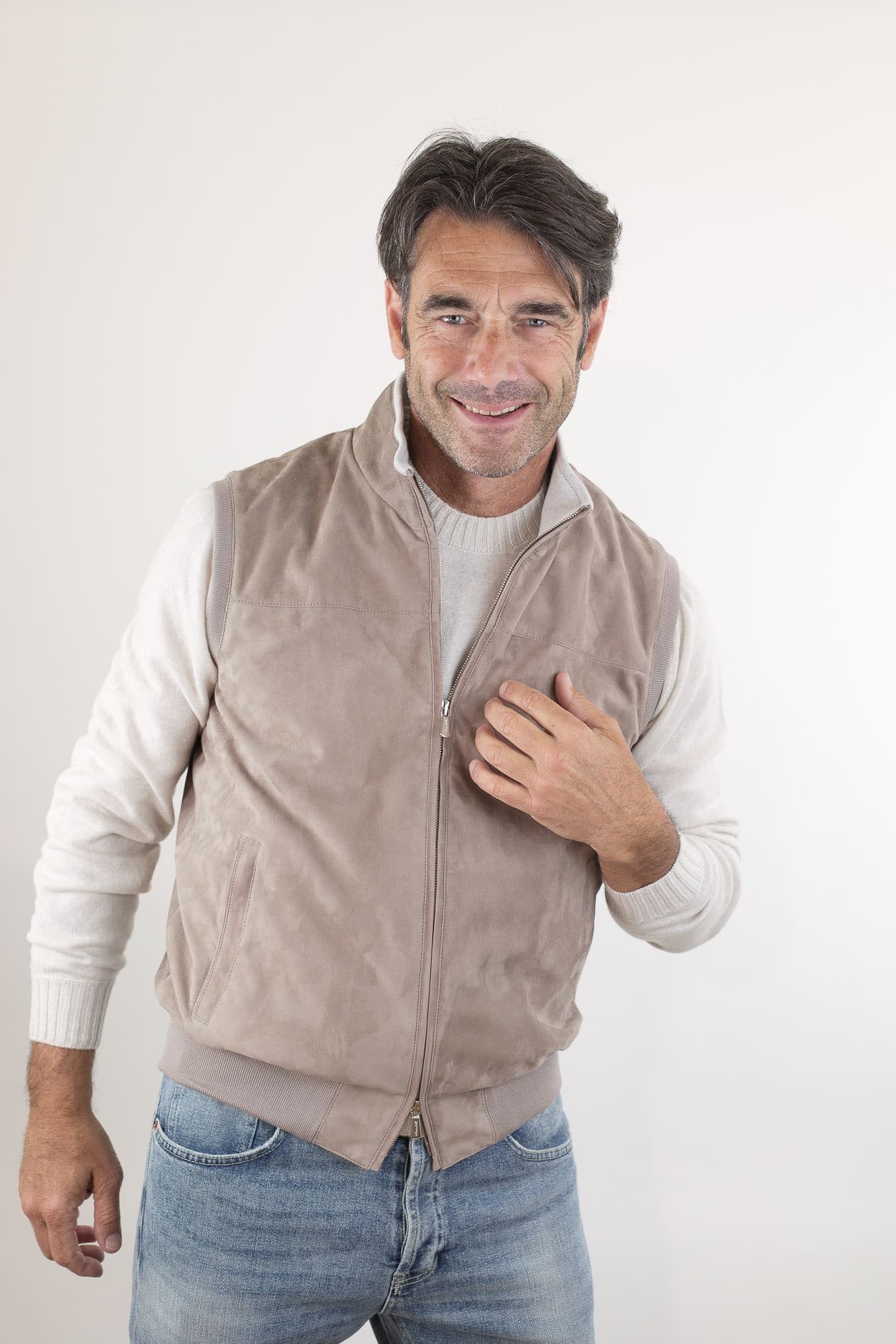 MANDELLI Gilet Suede Beige