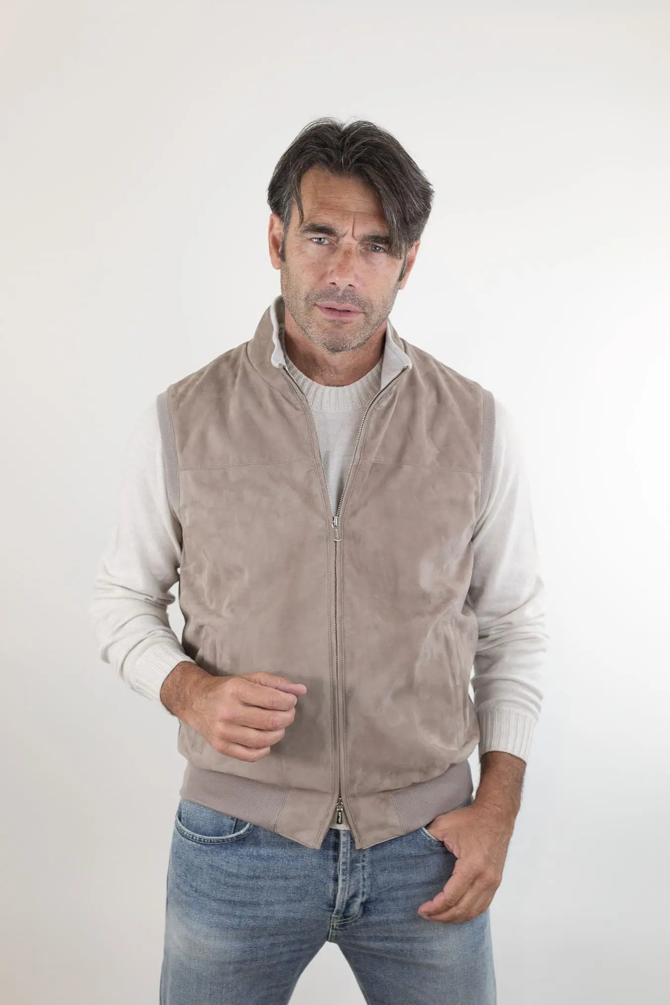 MANDELLI Gilet Suede Beige