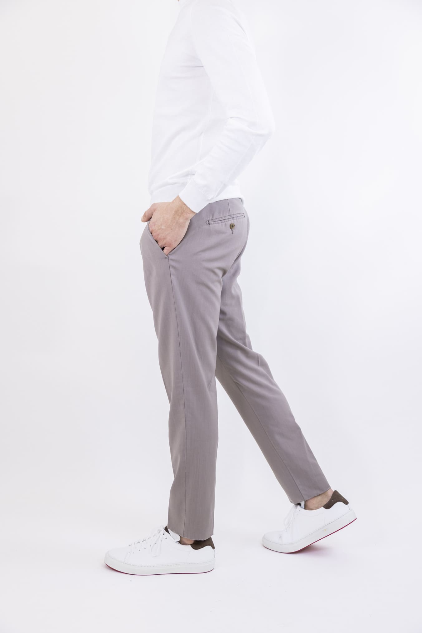 Pantaloni Fresco Lana con Pinces Tortora - Guarino Store