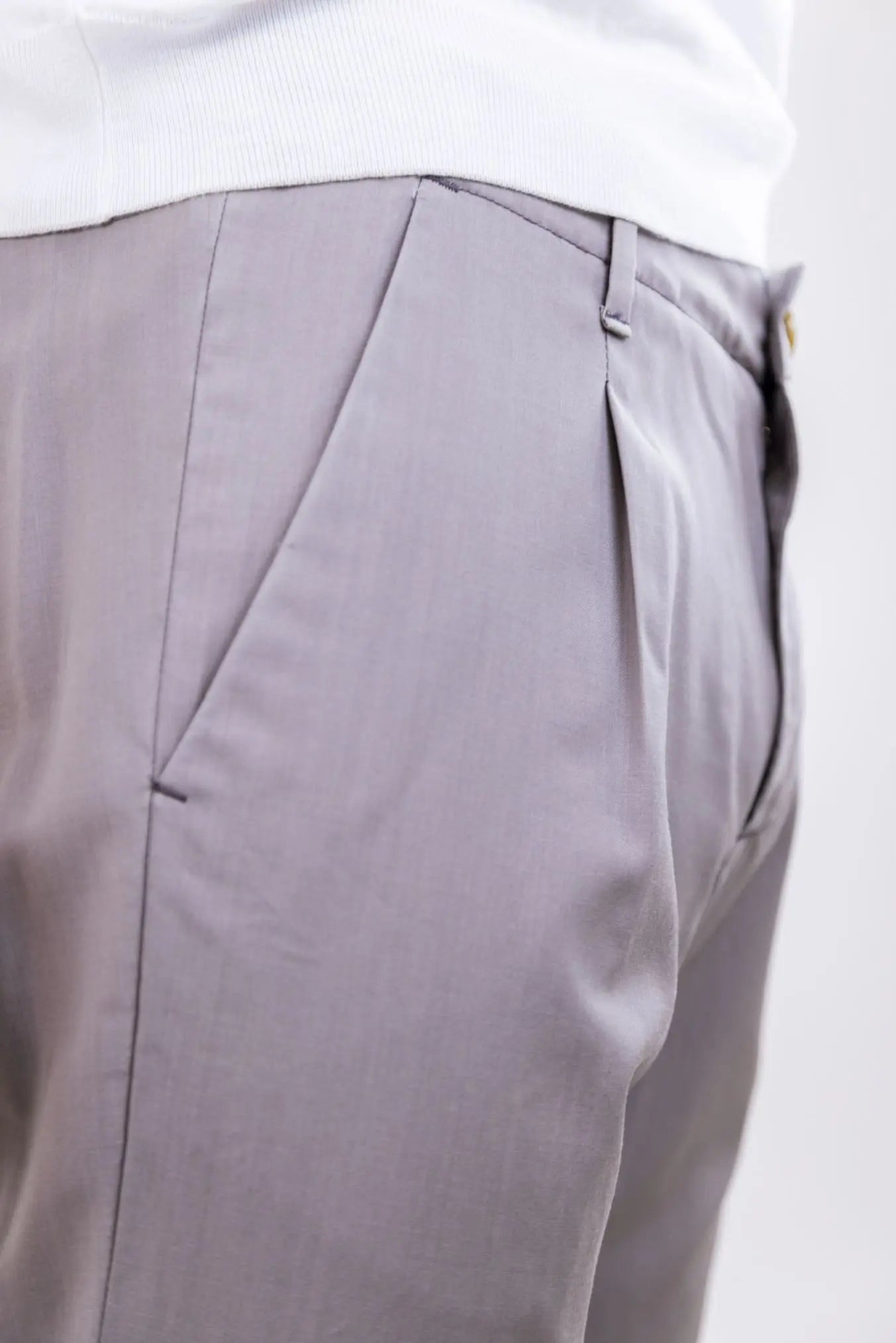 Pantaloni Fresco Lana con Pinces Tortora - Guarino Store
