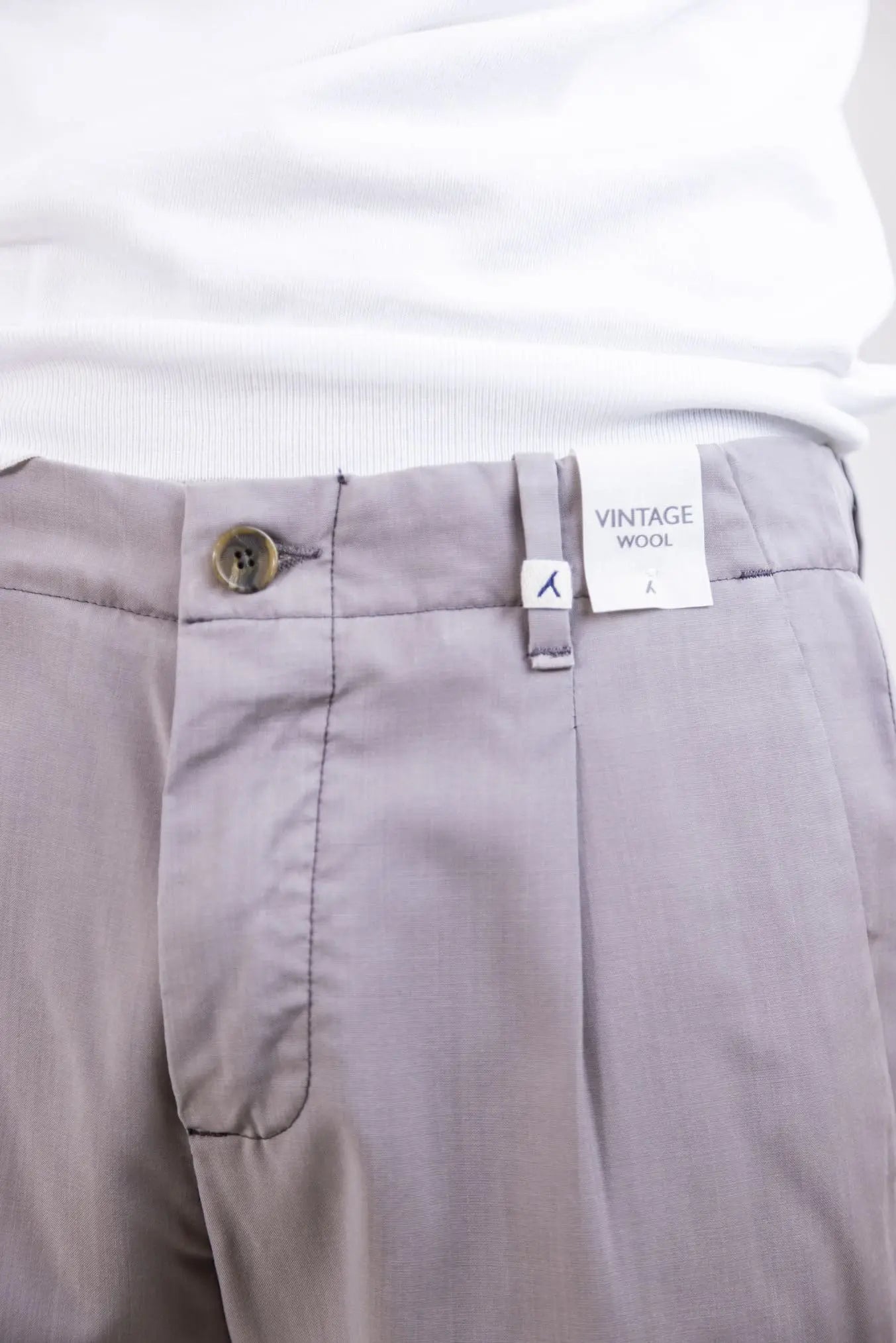 Pantaloni Fresco Lana con Pinces Tortora - Guarino Store