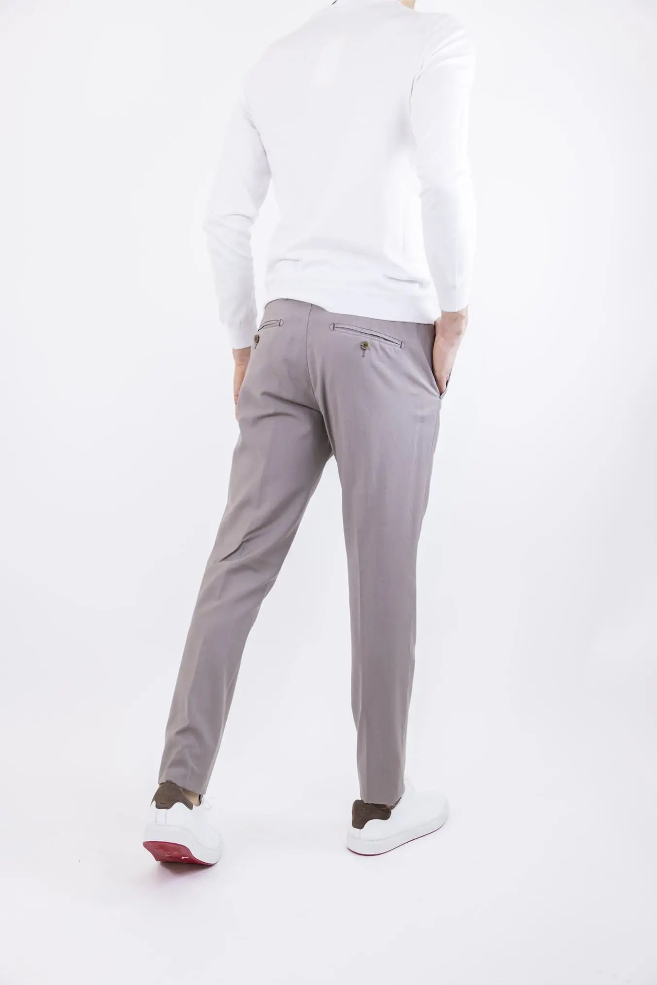 Pantaloni Fresco Lana con Pinces Tortora - Guarino Store