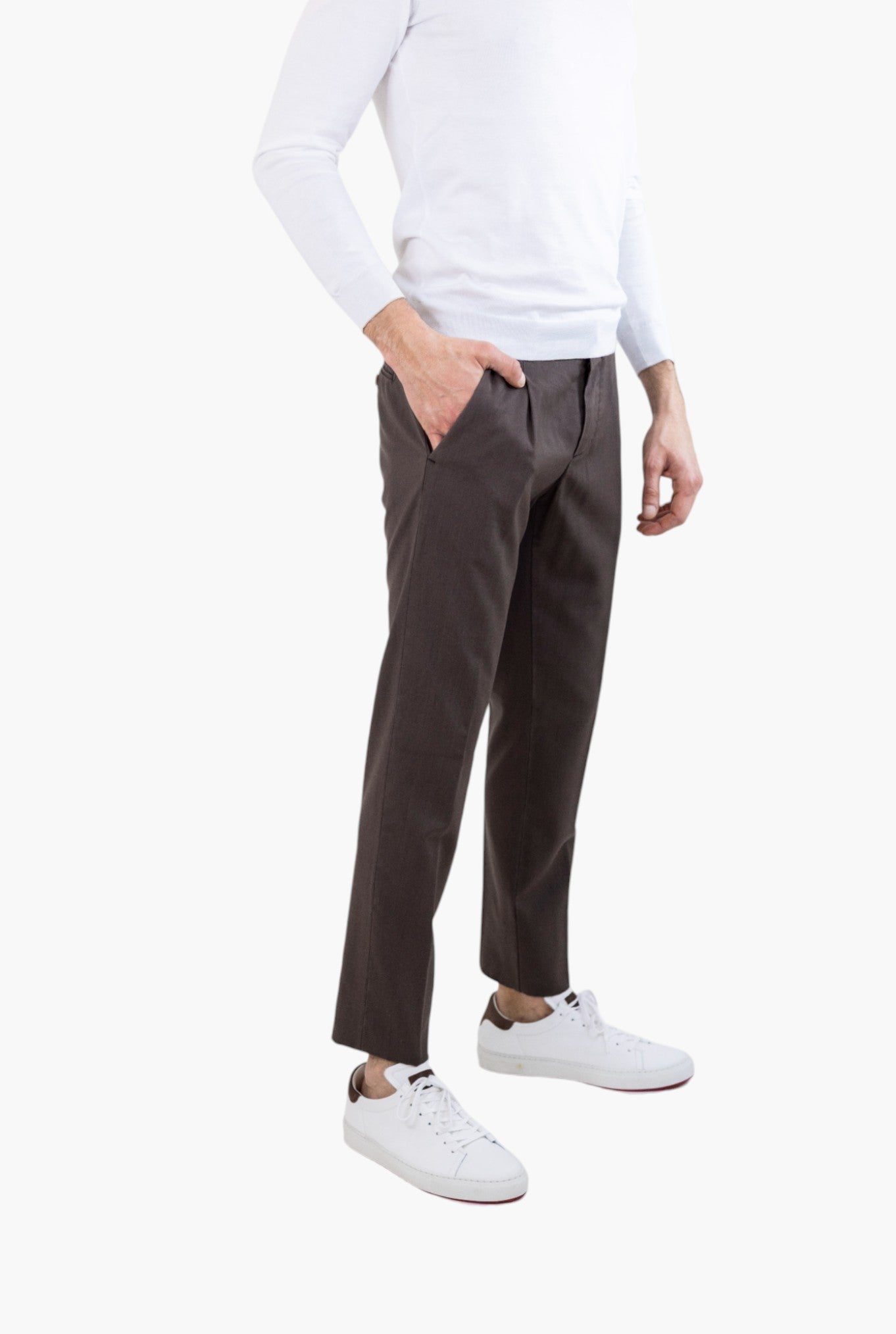 Pantaloni Fresco Lana con Pinces Testa di Moro - Guarino Store
