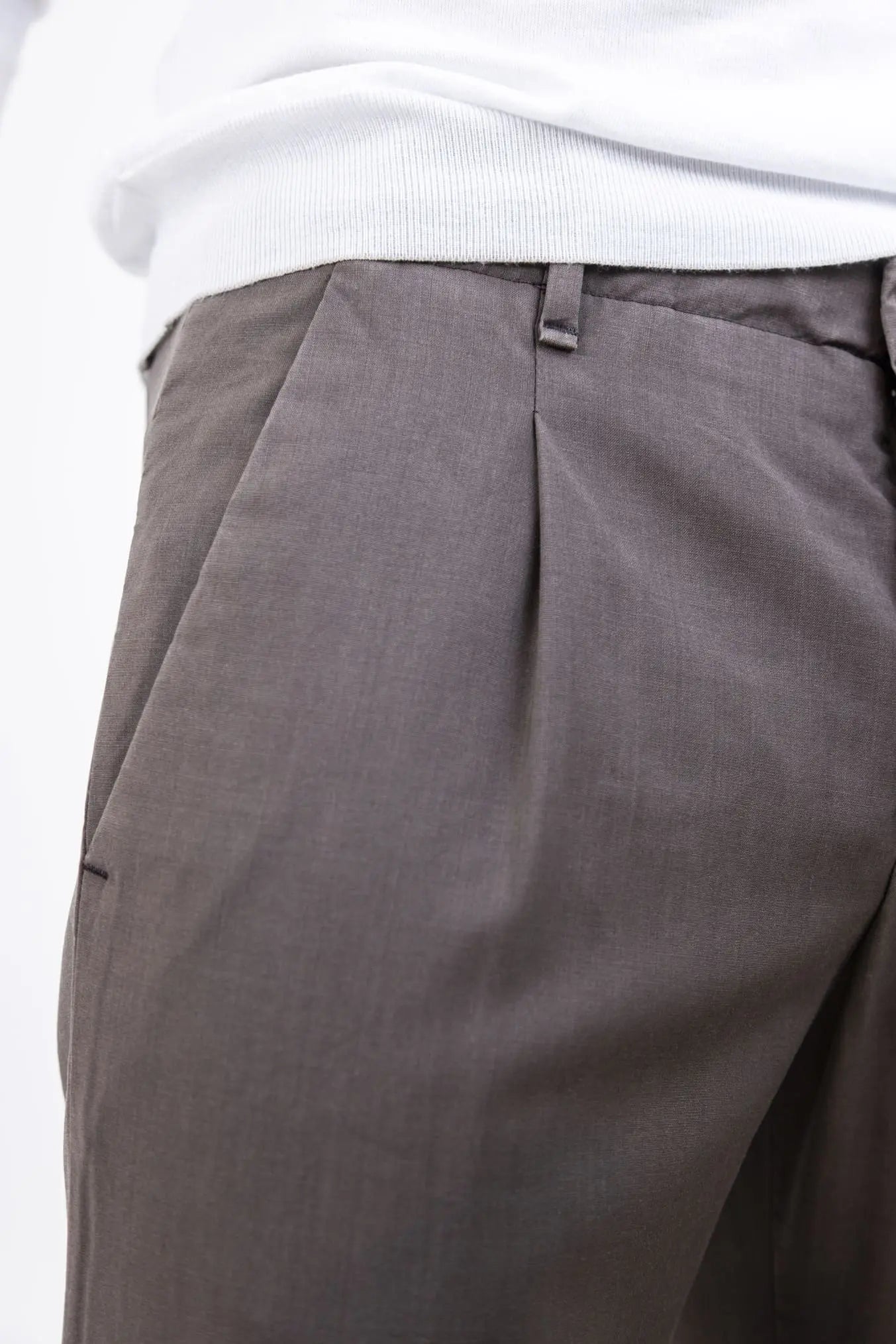 Pantaloni Fresco Lana con Pinces Testa di Moro - Guarino Store
