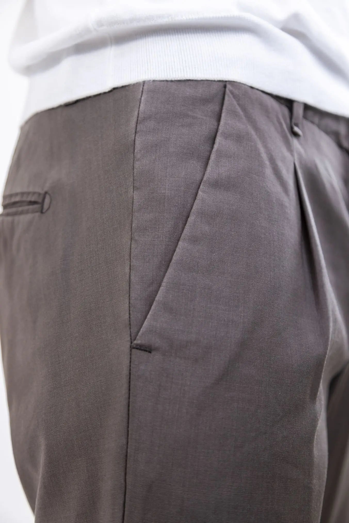 Pantaloni Fresco Lana con Pinces Testa di Moro - Guarino Store