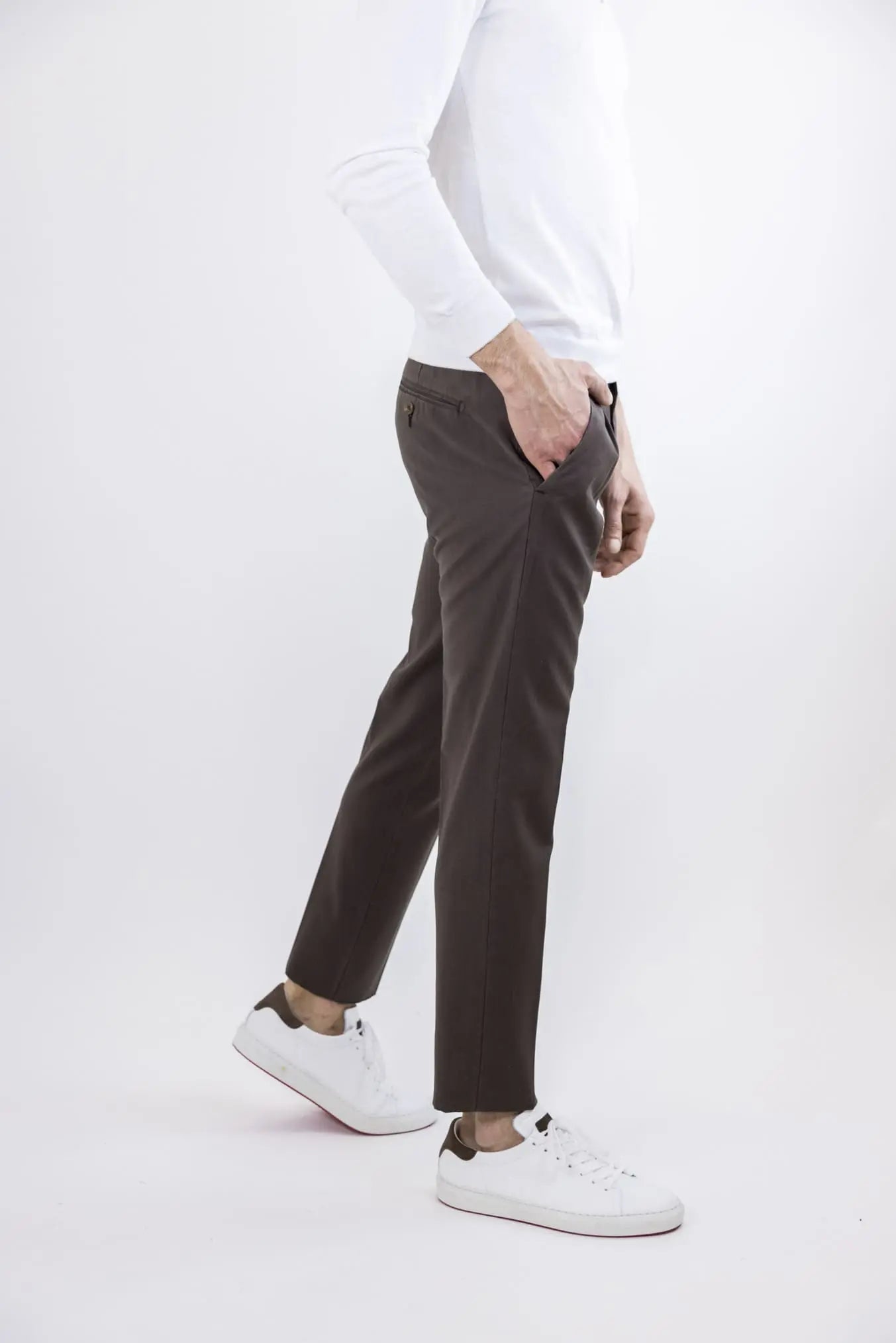 Pantaloni Fresco Lana con Pinces Testa di Moro - Guarino Store