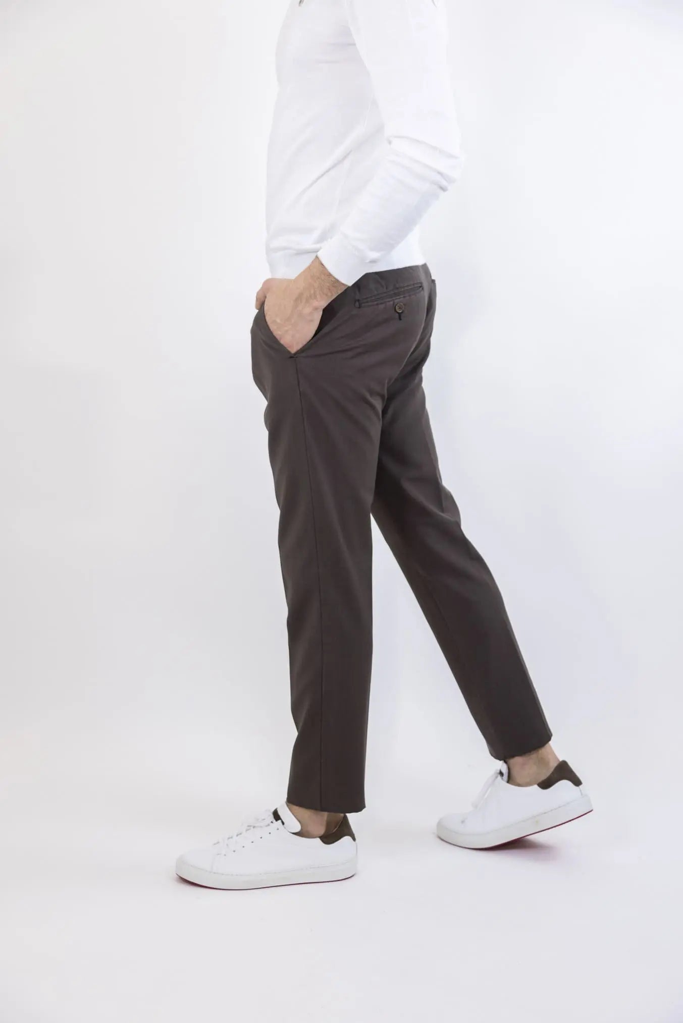 Pantaloni Fresco Lana con Pinces Testa di Moro - Guarino Store