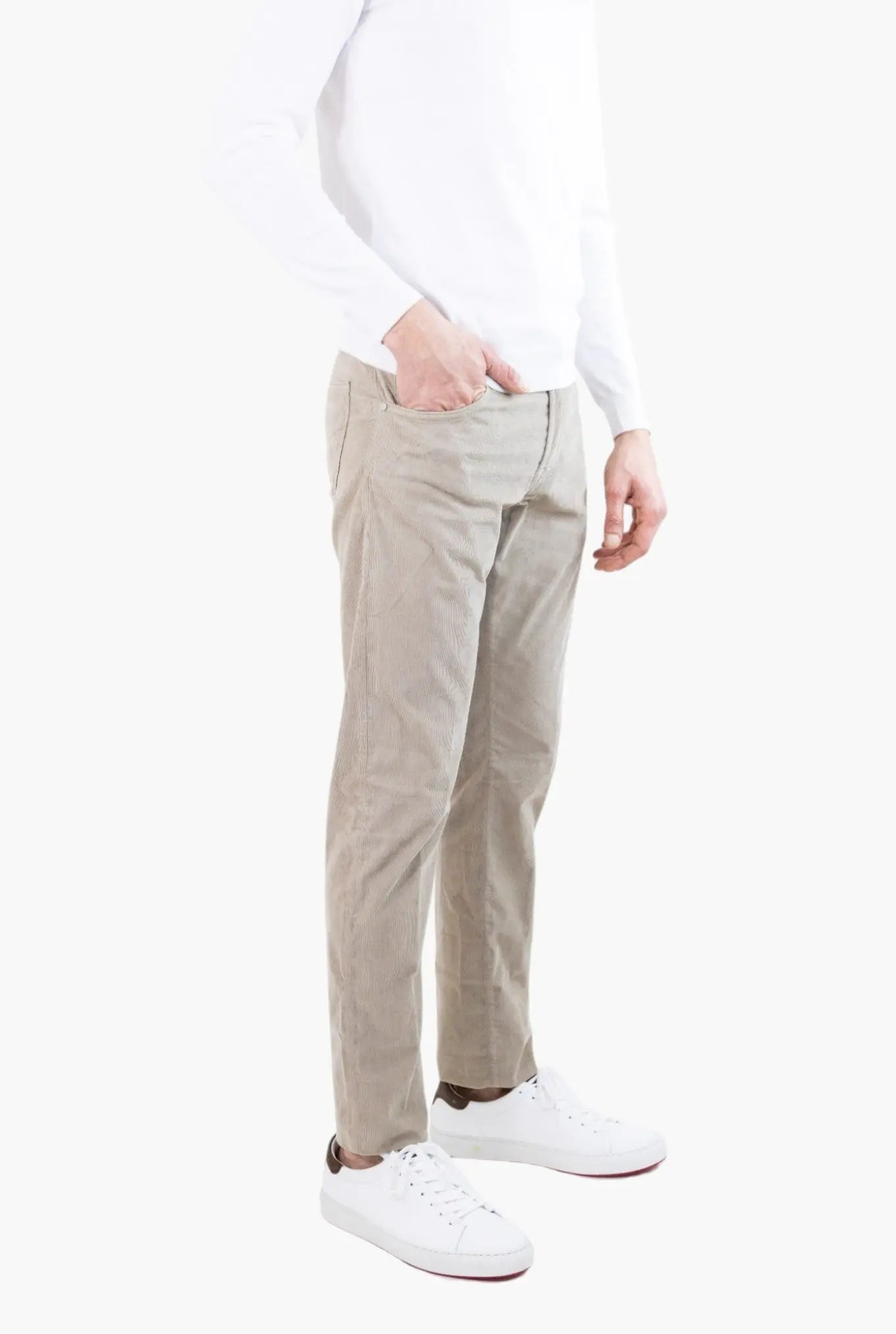 PESCAROLO Pantaloni Velluto Millerighe Superlight 5 Tasche Beige