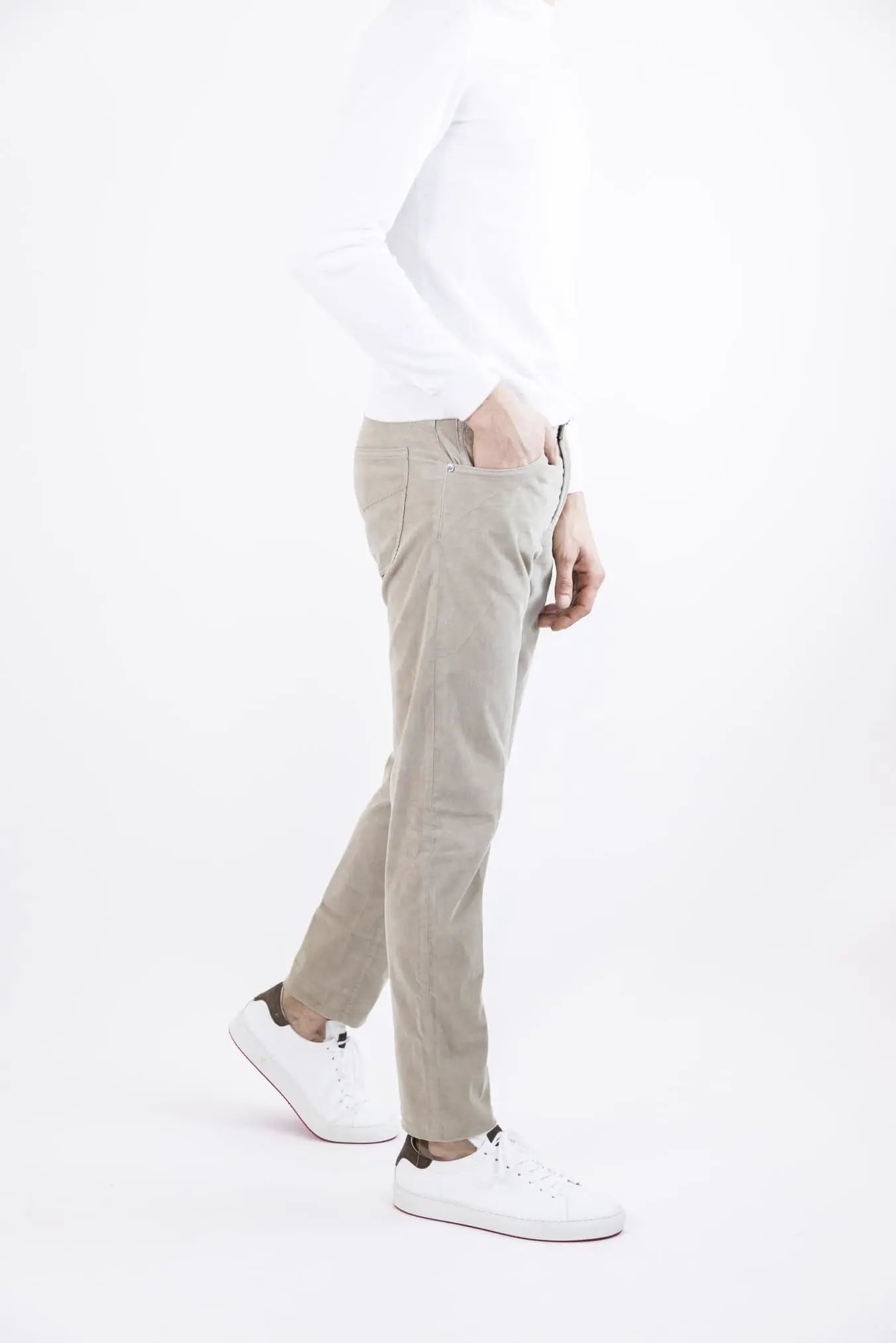 PESCAROLO Pantaloni Velluto Millerighe Superlight 5 Tasche Beige