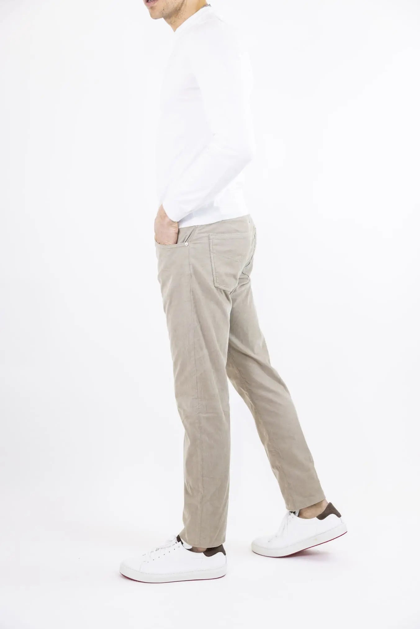 PESCAROLO Pantaloni Velluto Millerighe Superlight 5 Tasche Beige