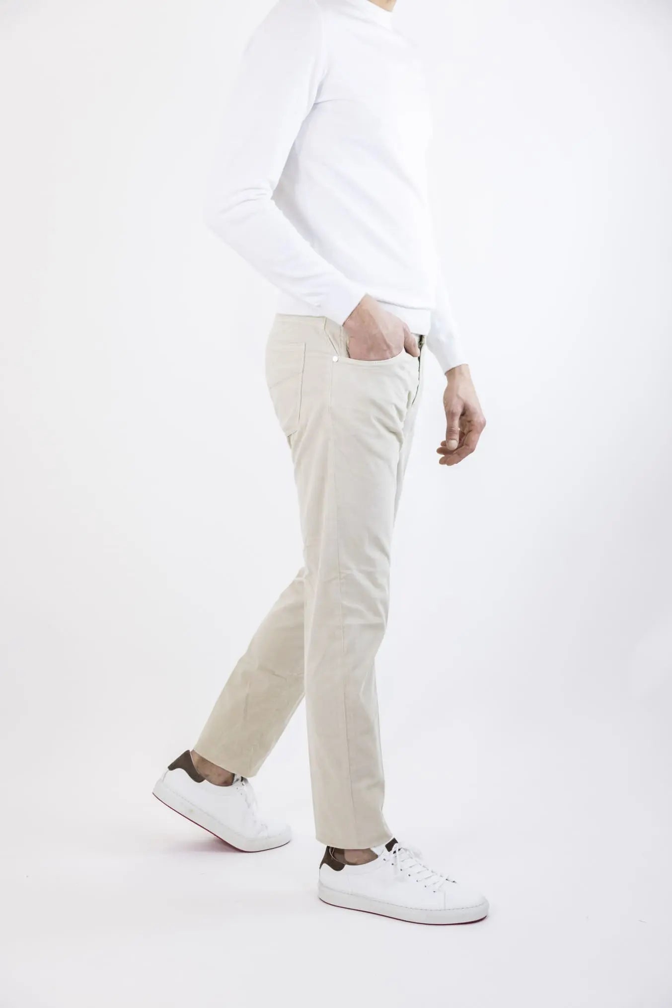 PESCAROLO Pantaloni Velluto Millerighe 5 Tasche Superlight Beige Chiaro
