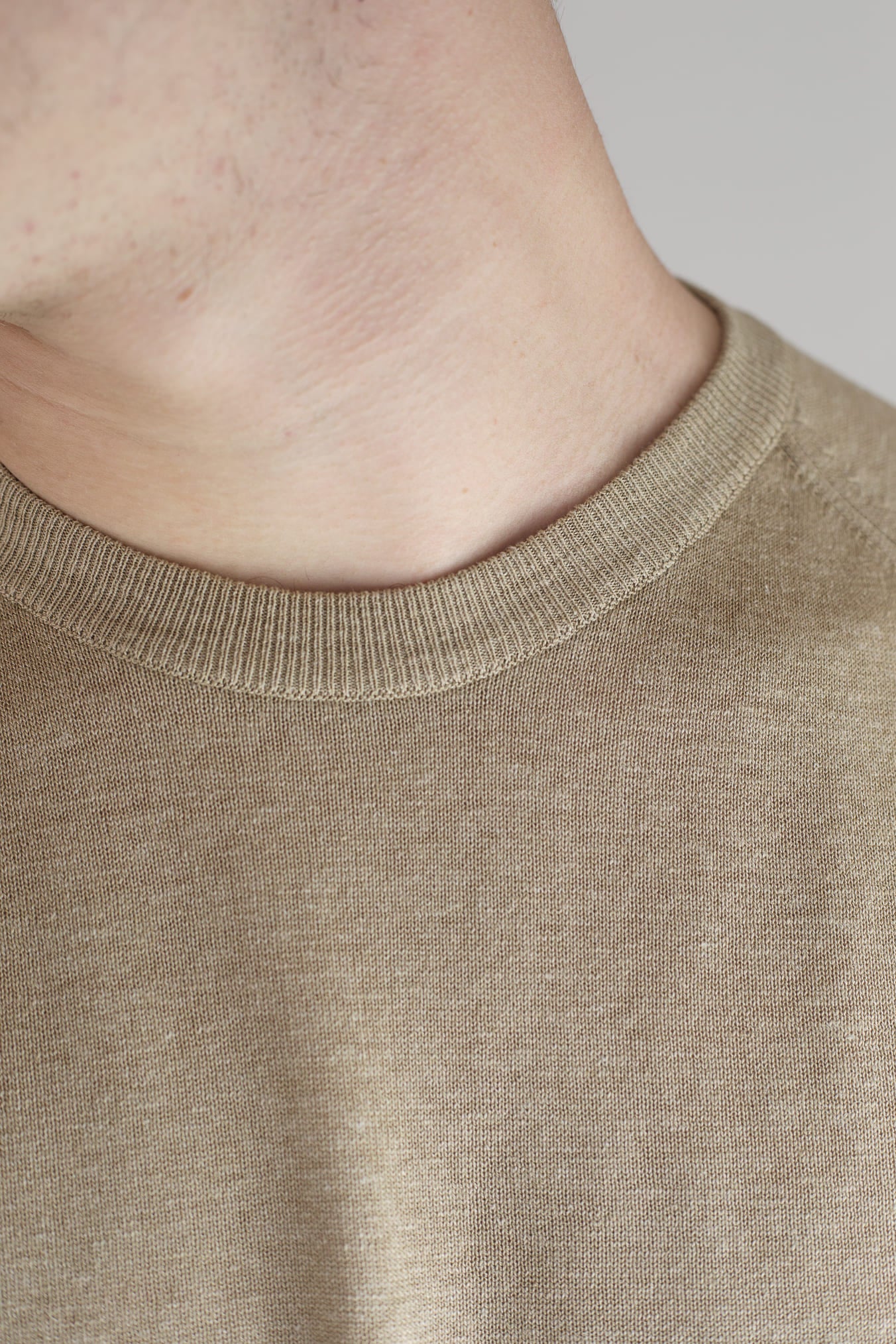 PIACENZA CASHMERE Girocollo Seta Lino Maniche Corte Beige