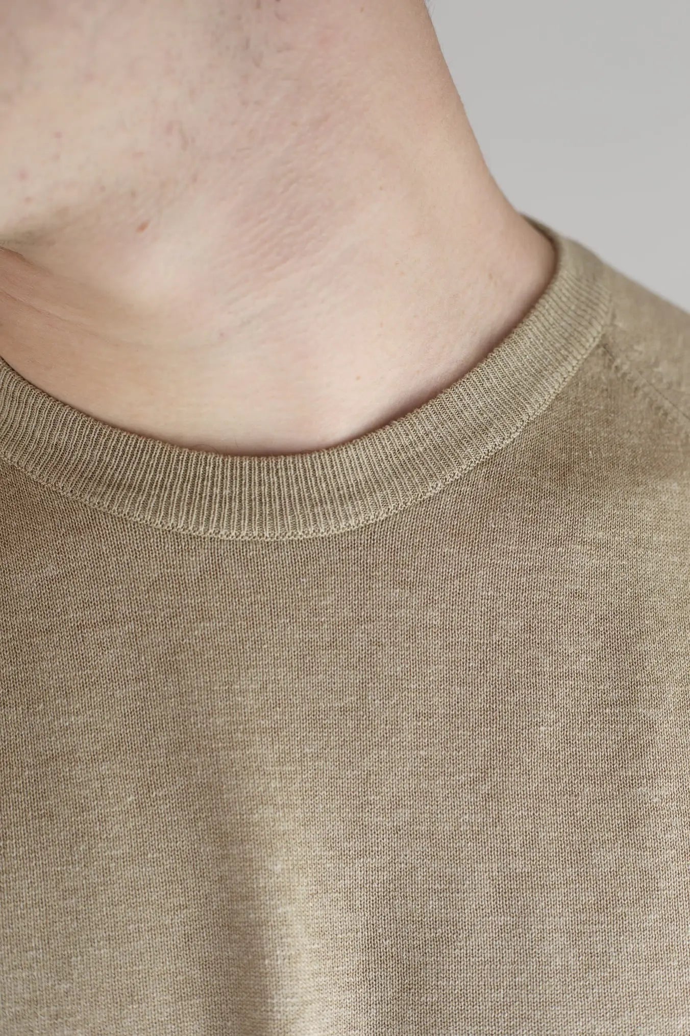 PIACENZA CASHMERE Girocollo Seta Lino Maniche Corte Beige
