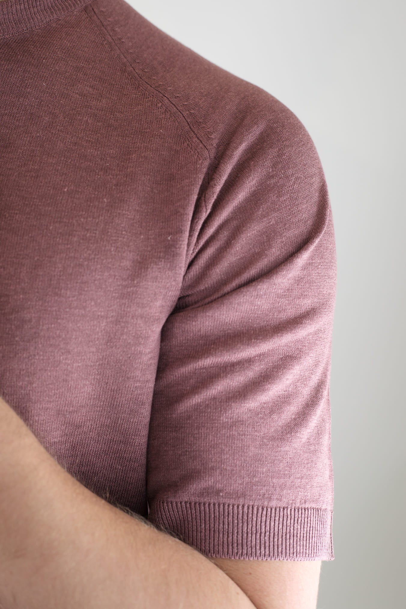 PIACENZA CASHMERE Girocollo Seta Lino Maniche Corte Bordeaux