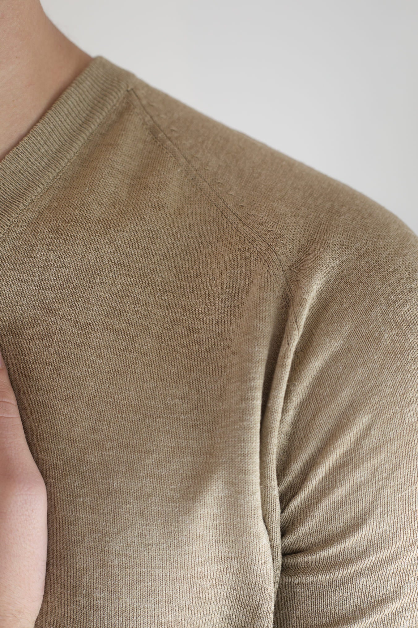 PIACENZA CASHMERE Maglia Scollo a V Seta Lino Beige