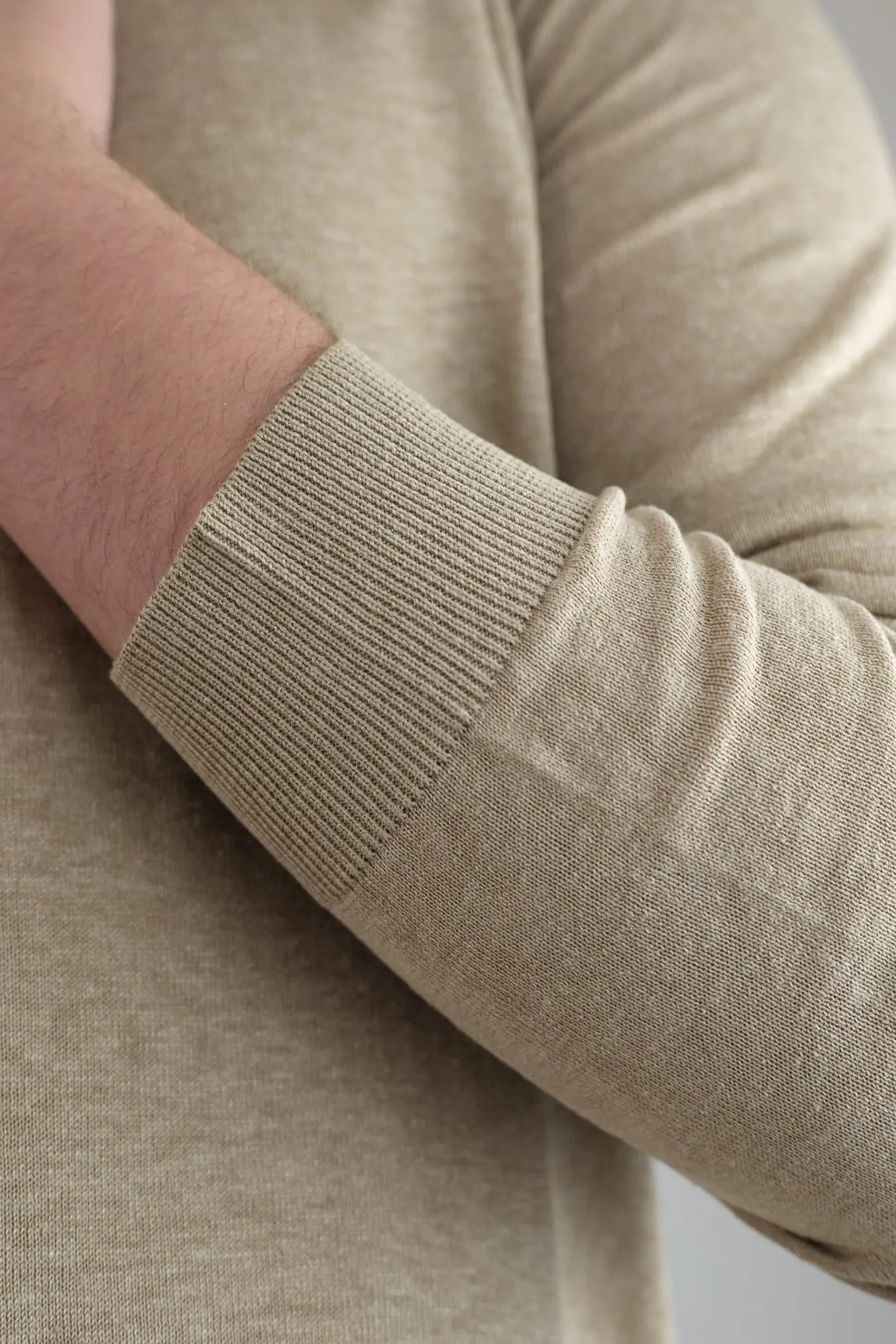 PIACENZA CASHMERE Maglia Scollo a V Seta Lino Beige