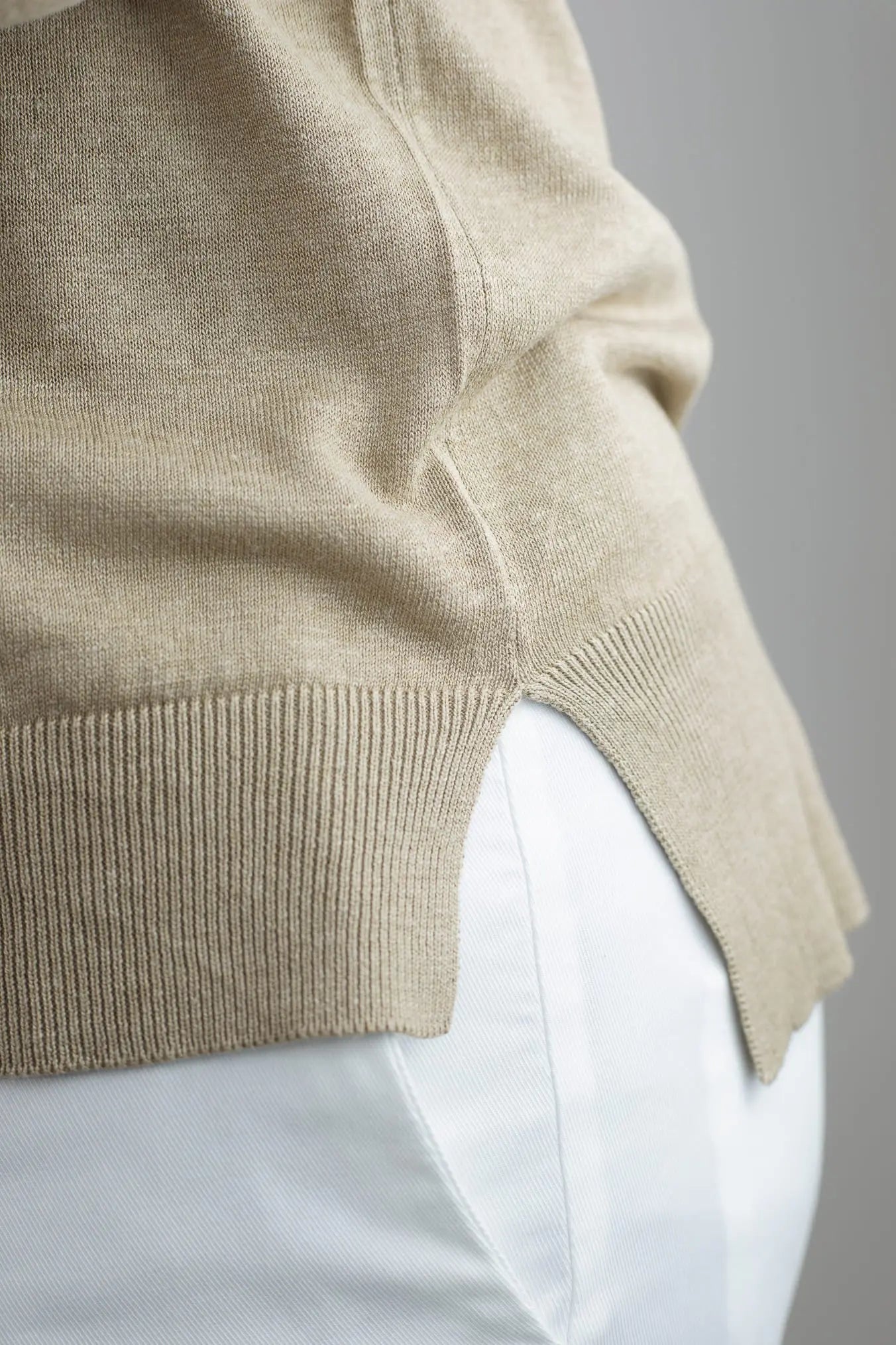 PIACENZA CASHMERE Maglia Scollo a V Seta Lino Beige