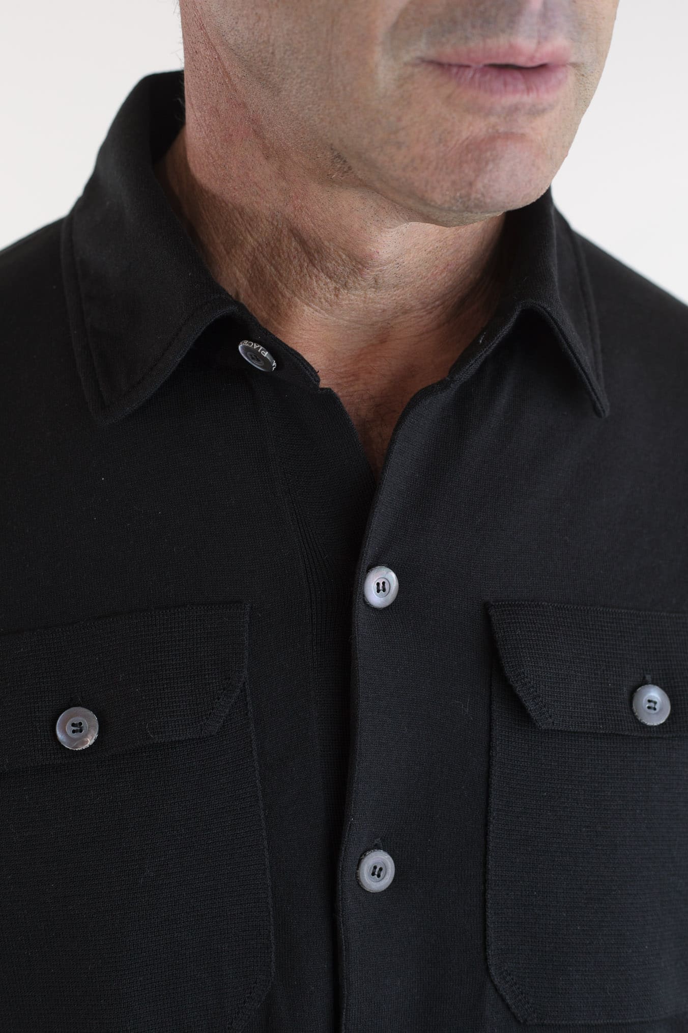 PIACENZA Camicia Jersey Seta Cotone Nero