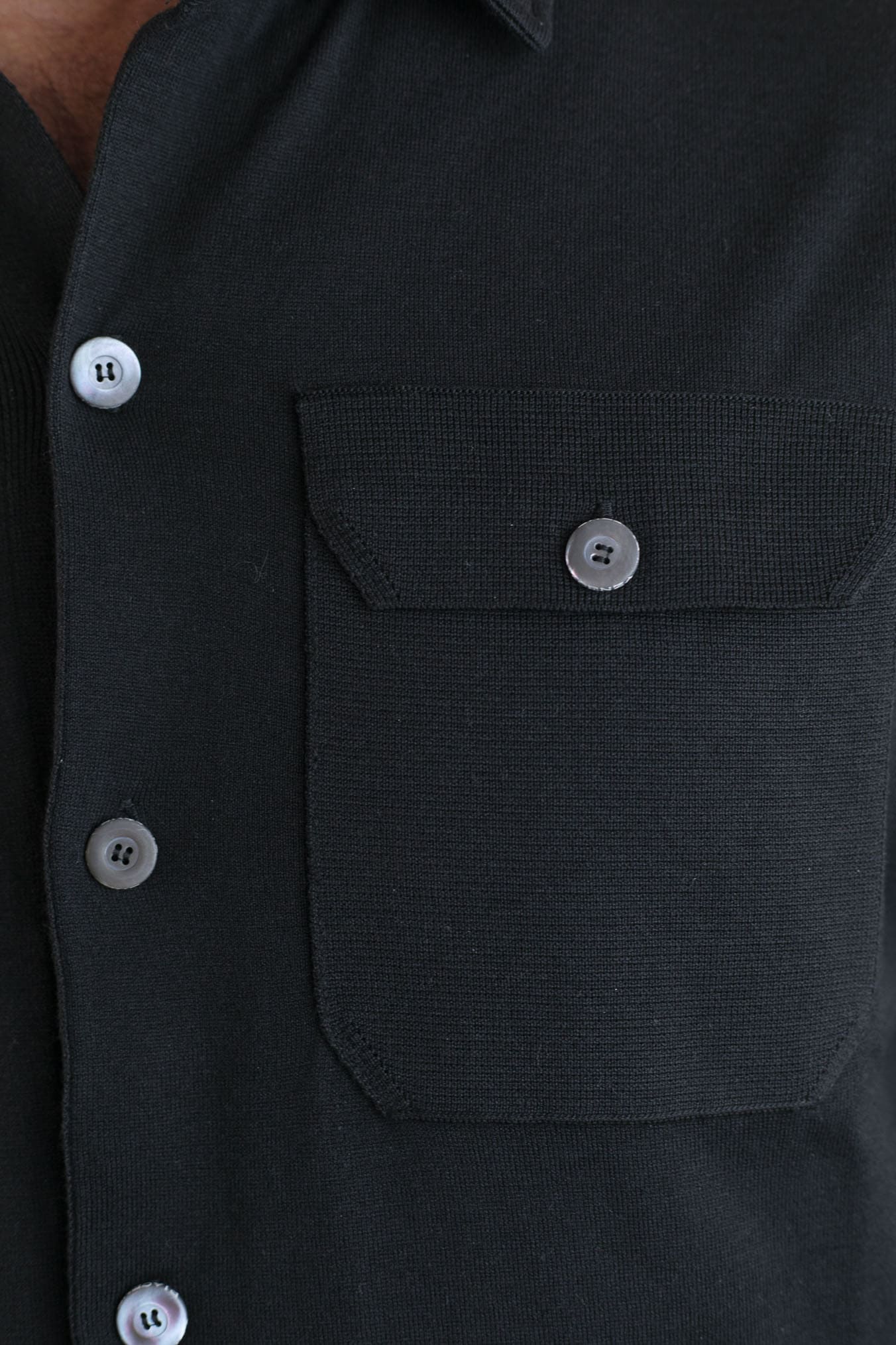 PIACENZA Camicia Jersey Seta Cotone Nero