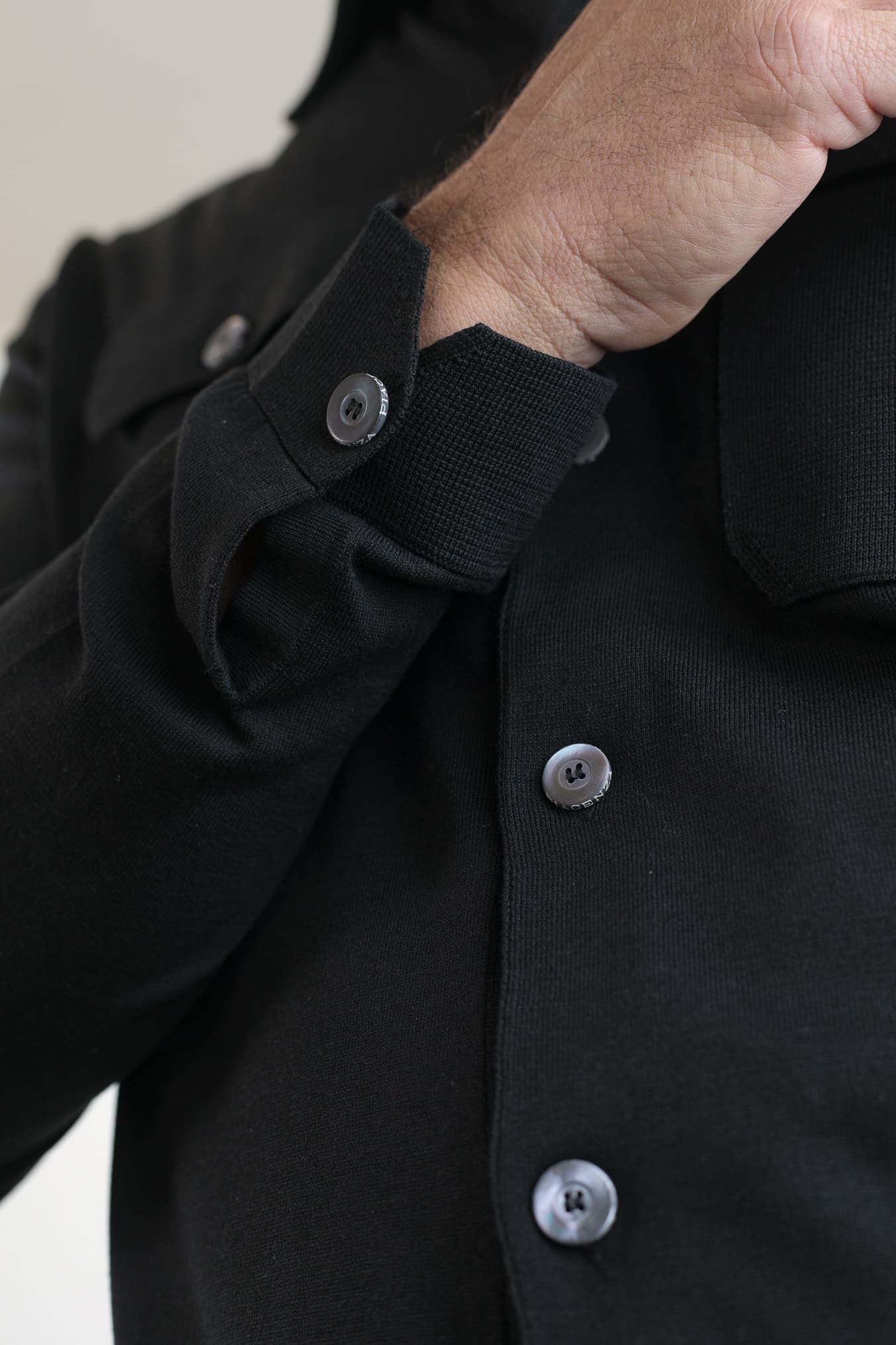 PIACENZA Camicia Jersey Seta Cotone Nero