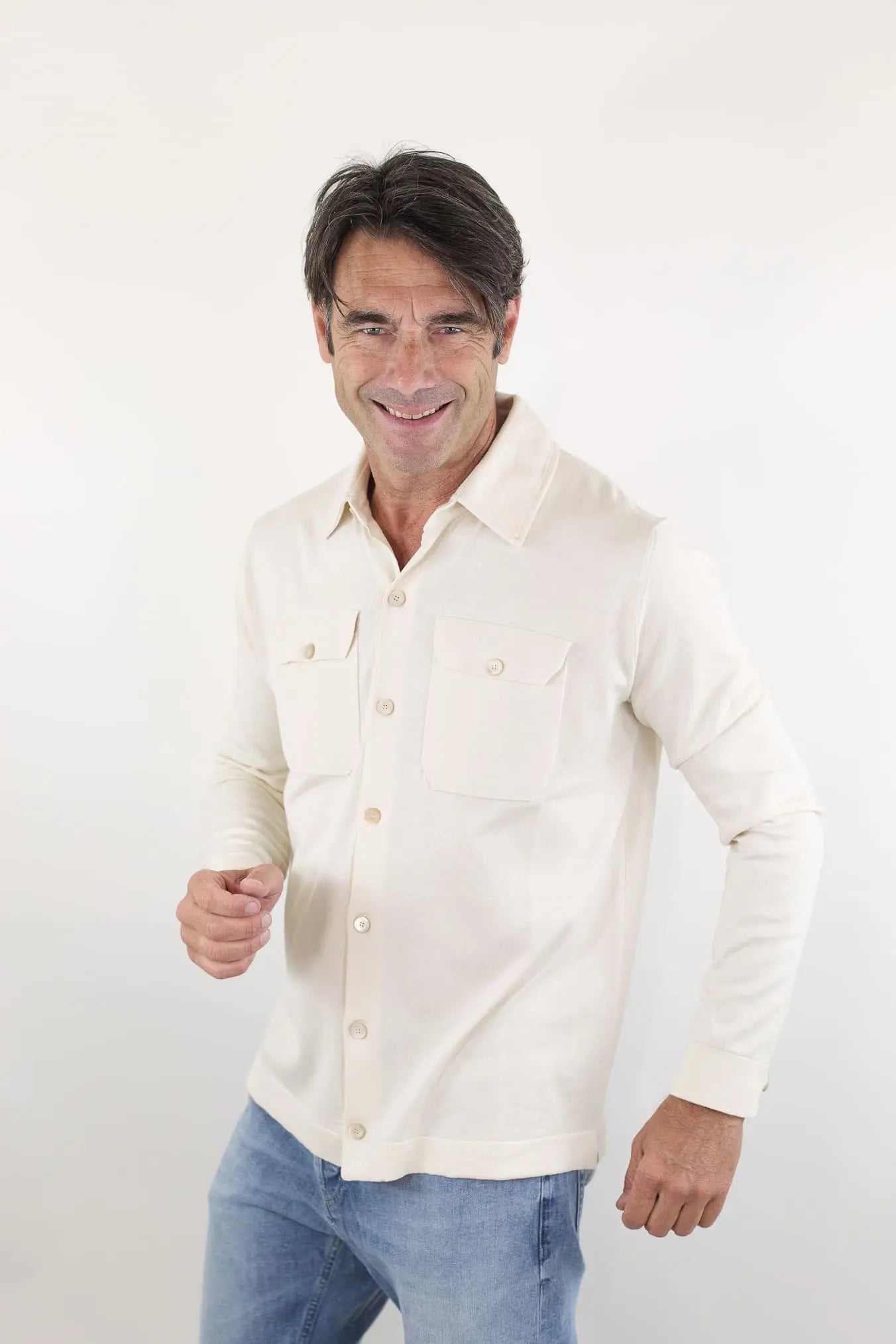 PIACENZA Camicia Jersey Seta Cotone Burro