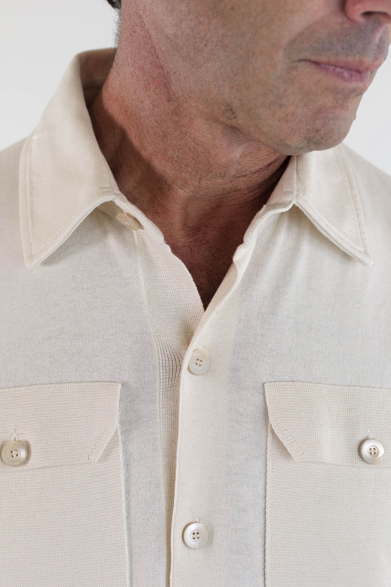 PIACENZA Camicia Jersey Seta Cotone Burro