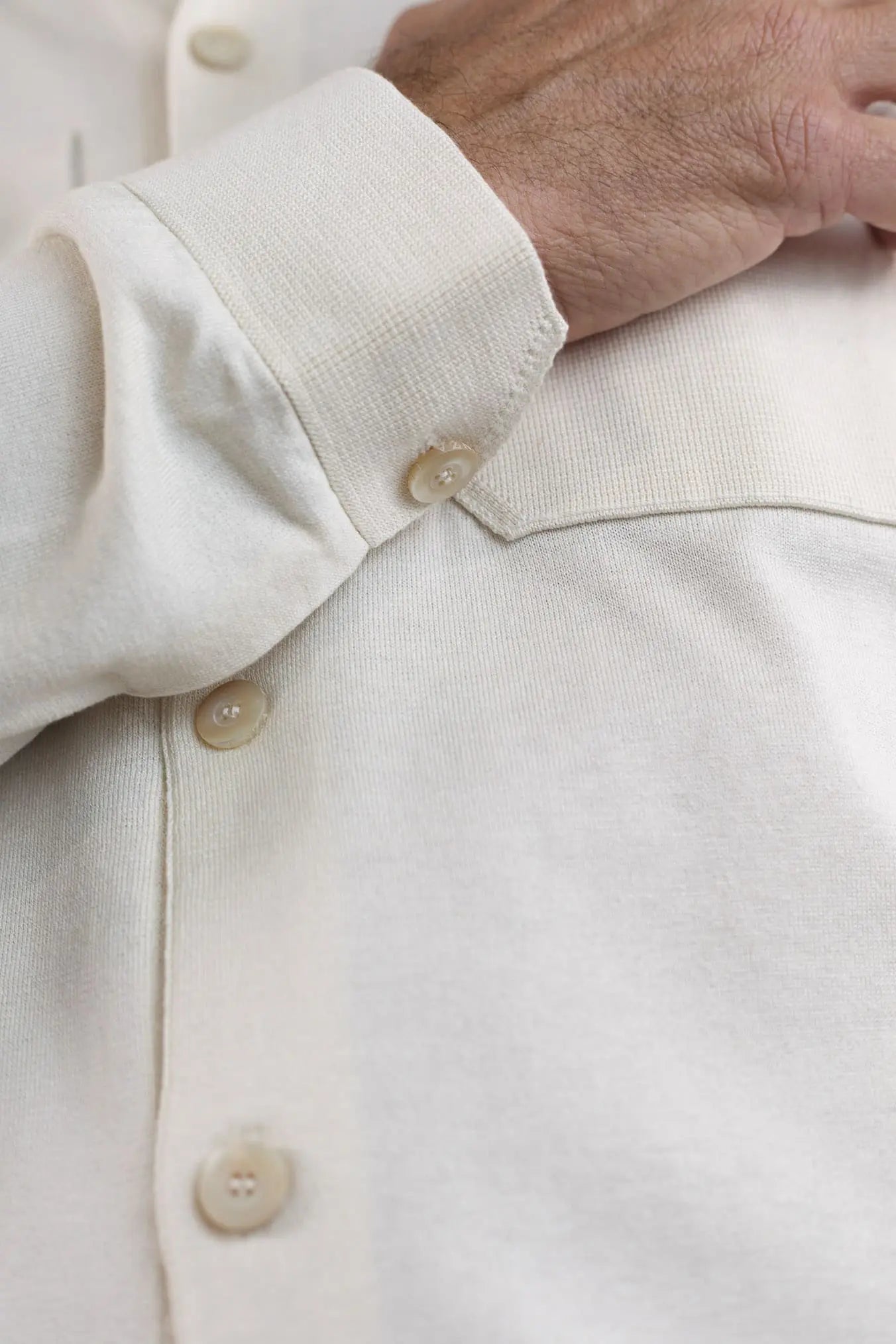 PIACENZA Camicia Jersey Seta Cotone Burro