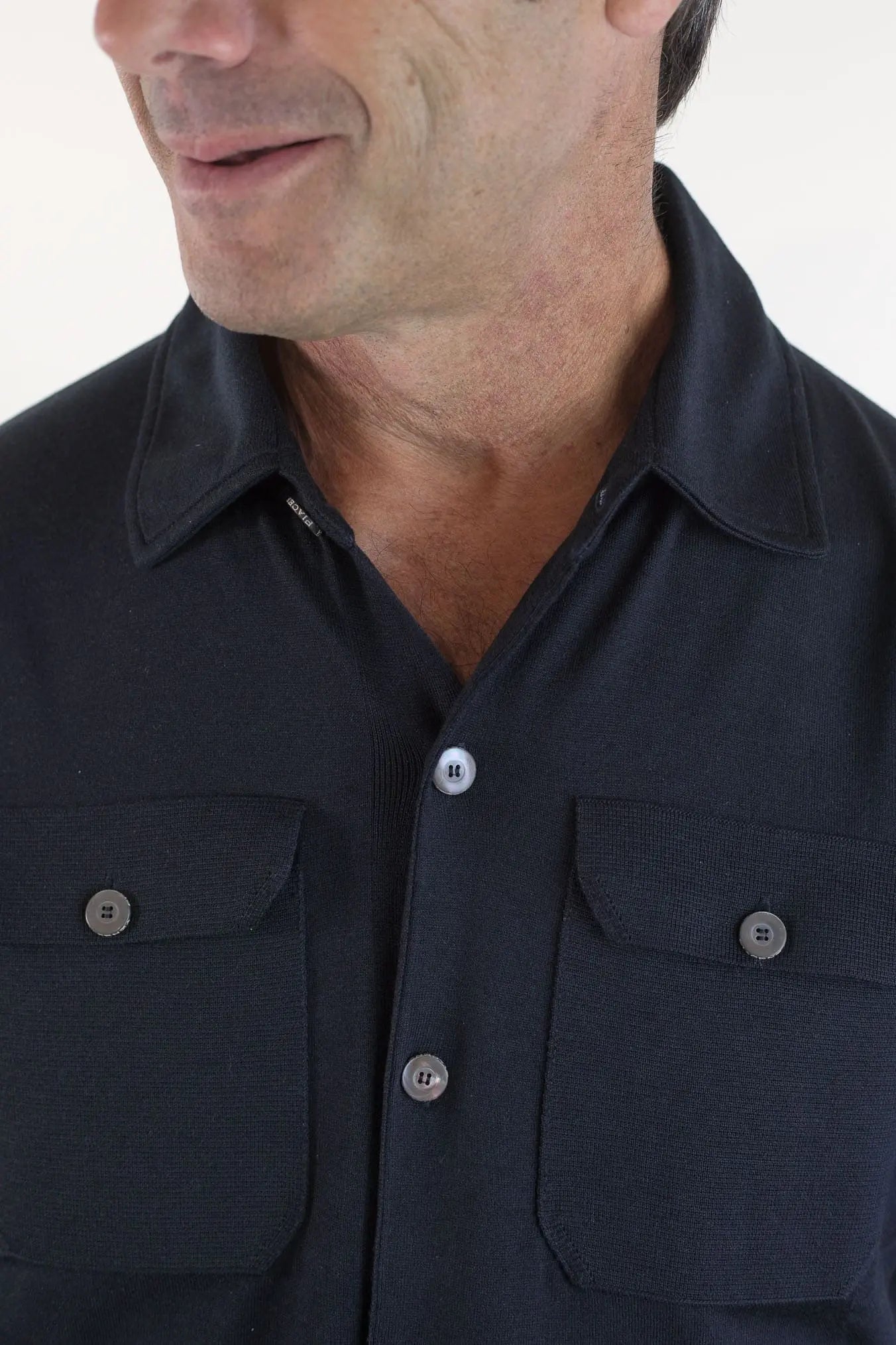 PIACENZA Camicia Jersey Seta Cotone Blu