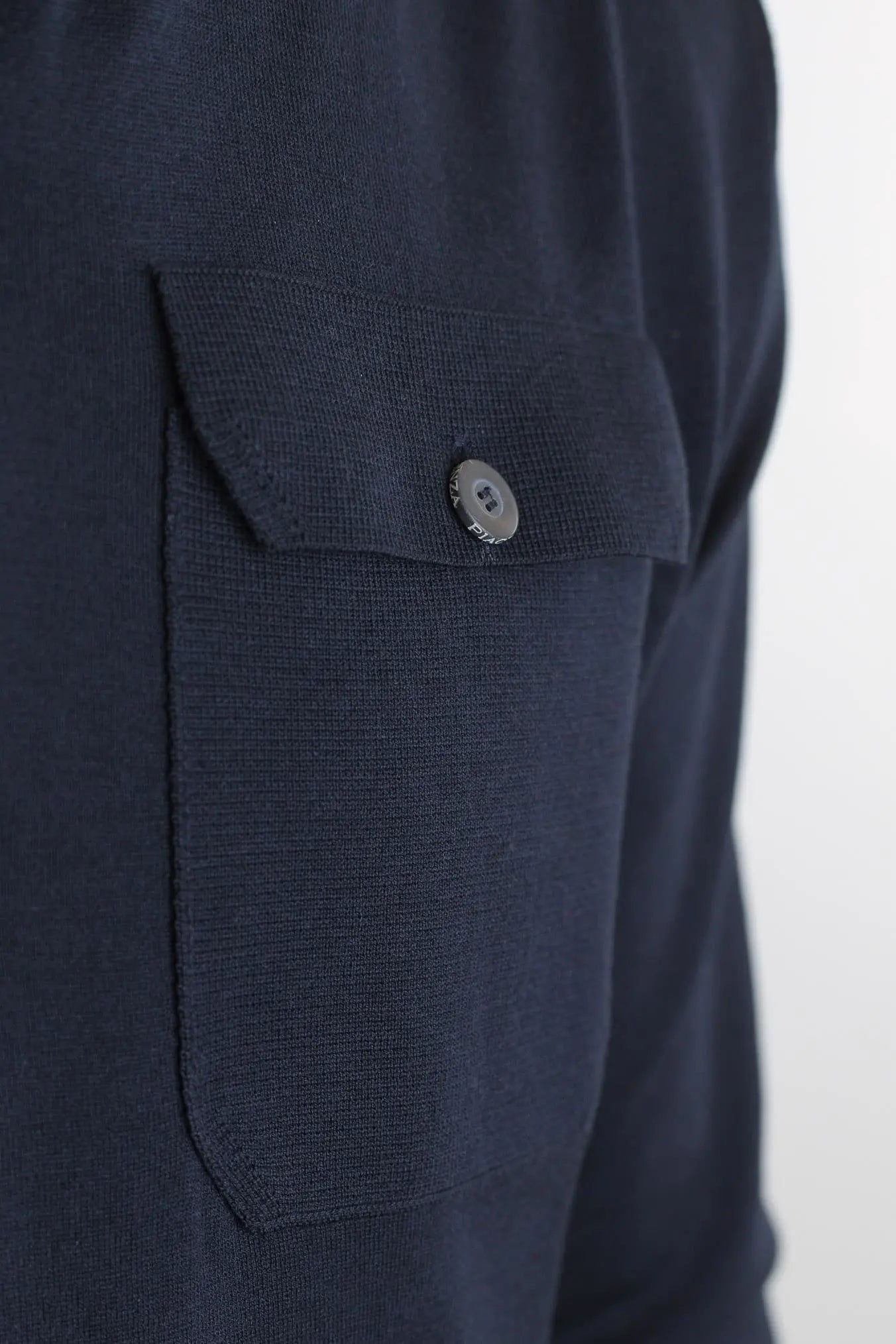 PIACENZA Camicia Jersey Seta Cotone Blu
