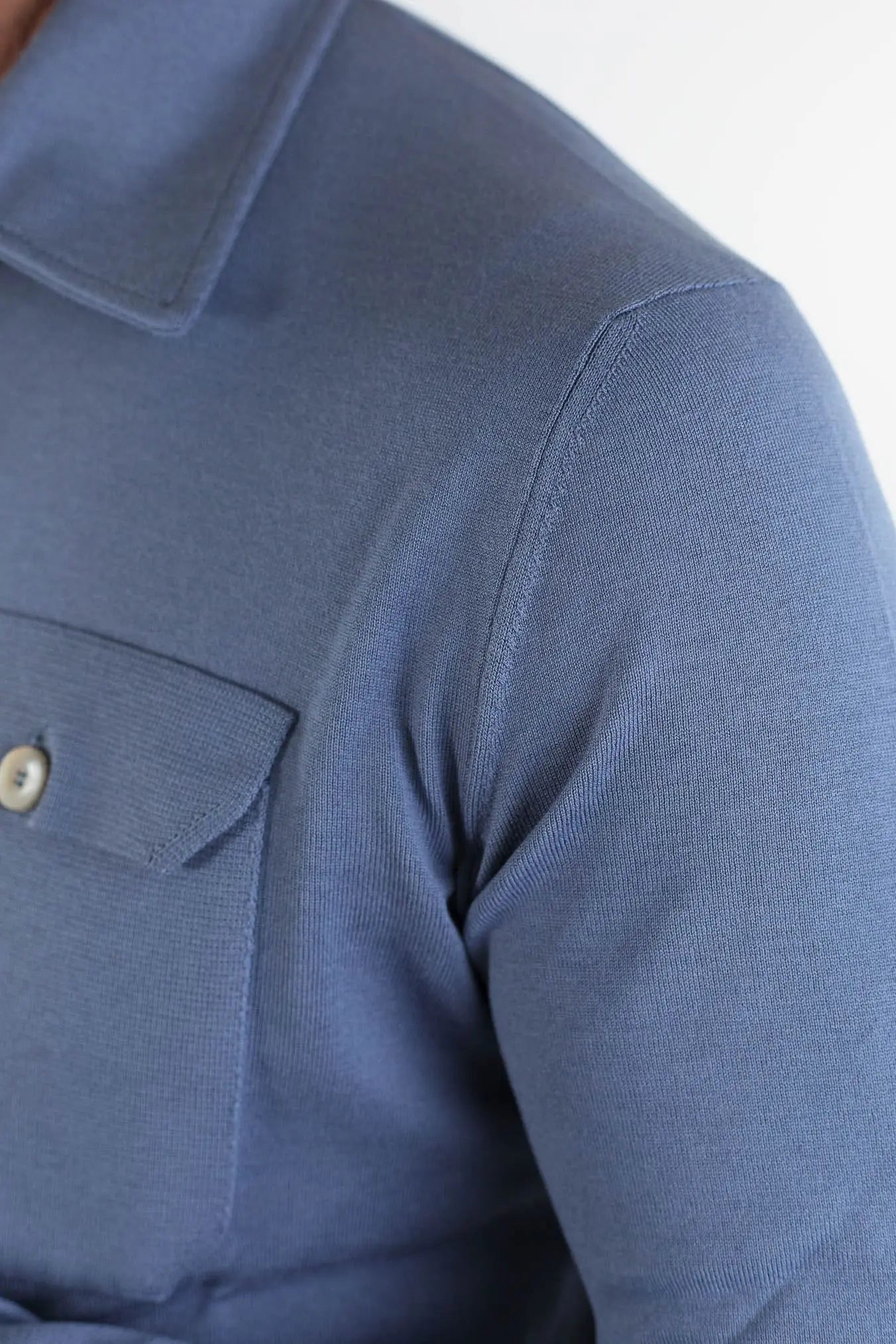 PIACENZA Camicia Jersey Seta Cotone Avio