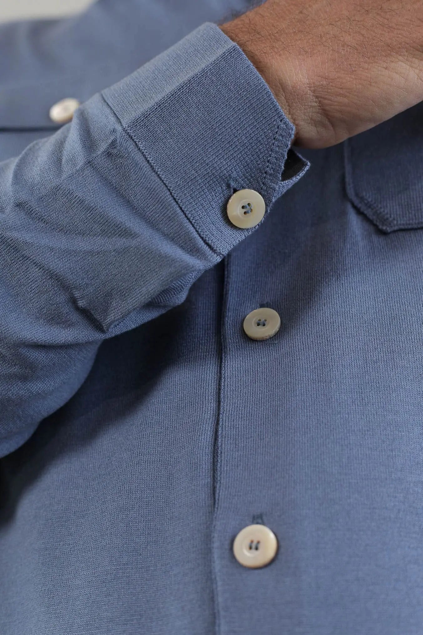 PIACENZA Camicia Jersey Seta Cotone Avio