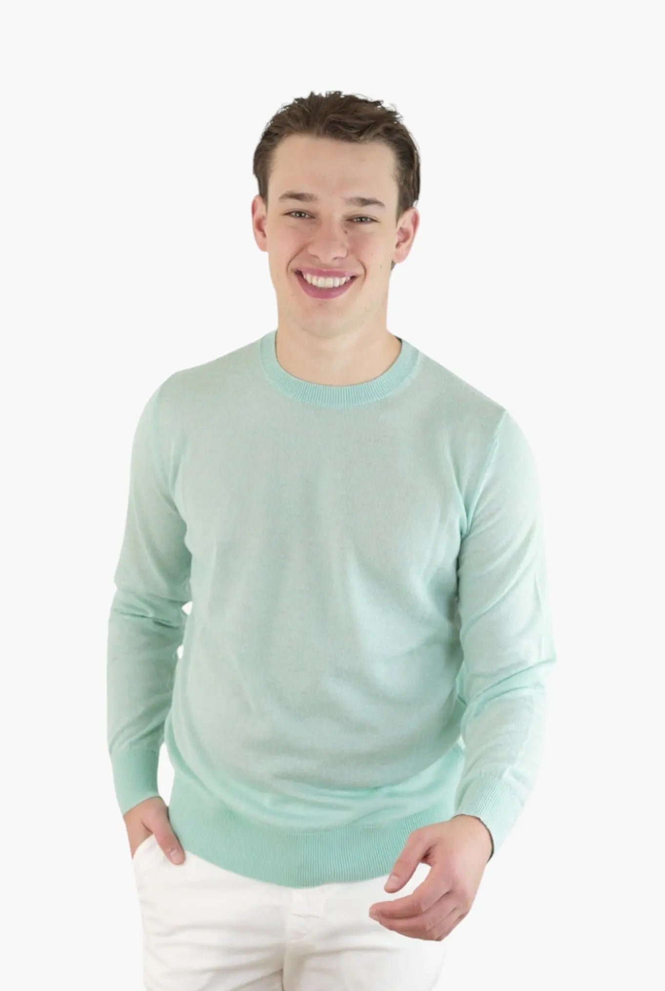 Girocollo Rasato Seta e Cashmere Menta - Guarino Store
