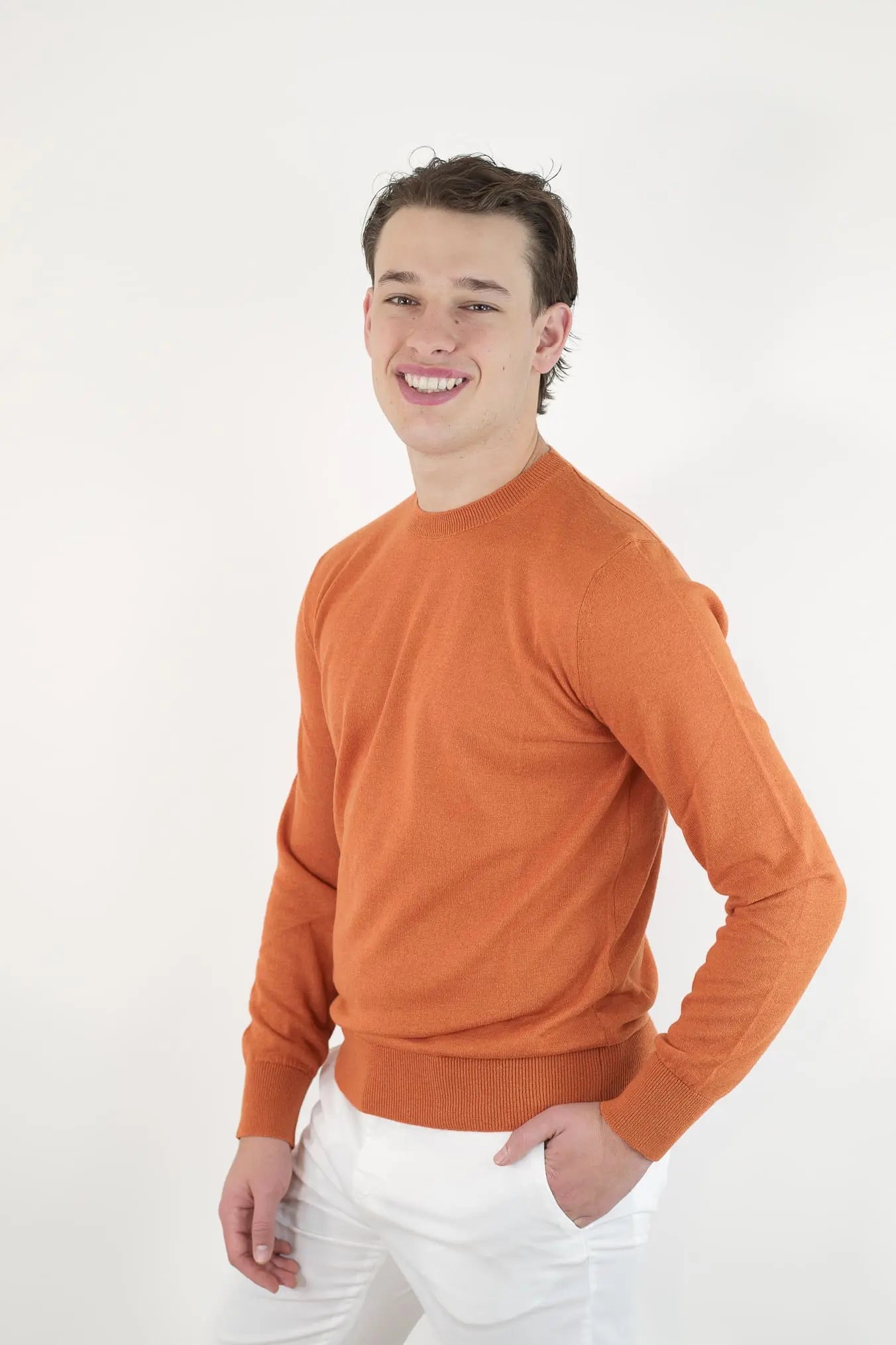 Girocollo Rasato Seta e Cashmere Arancione - Guarino Store