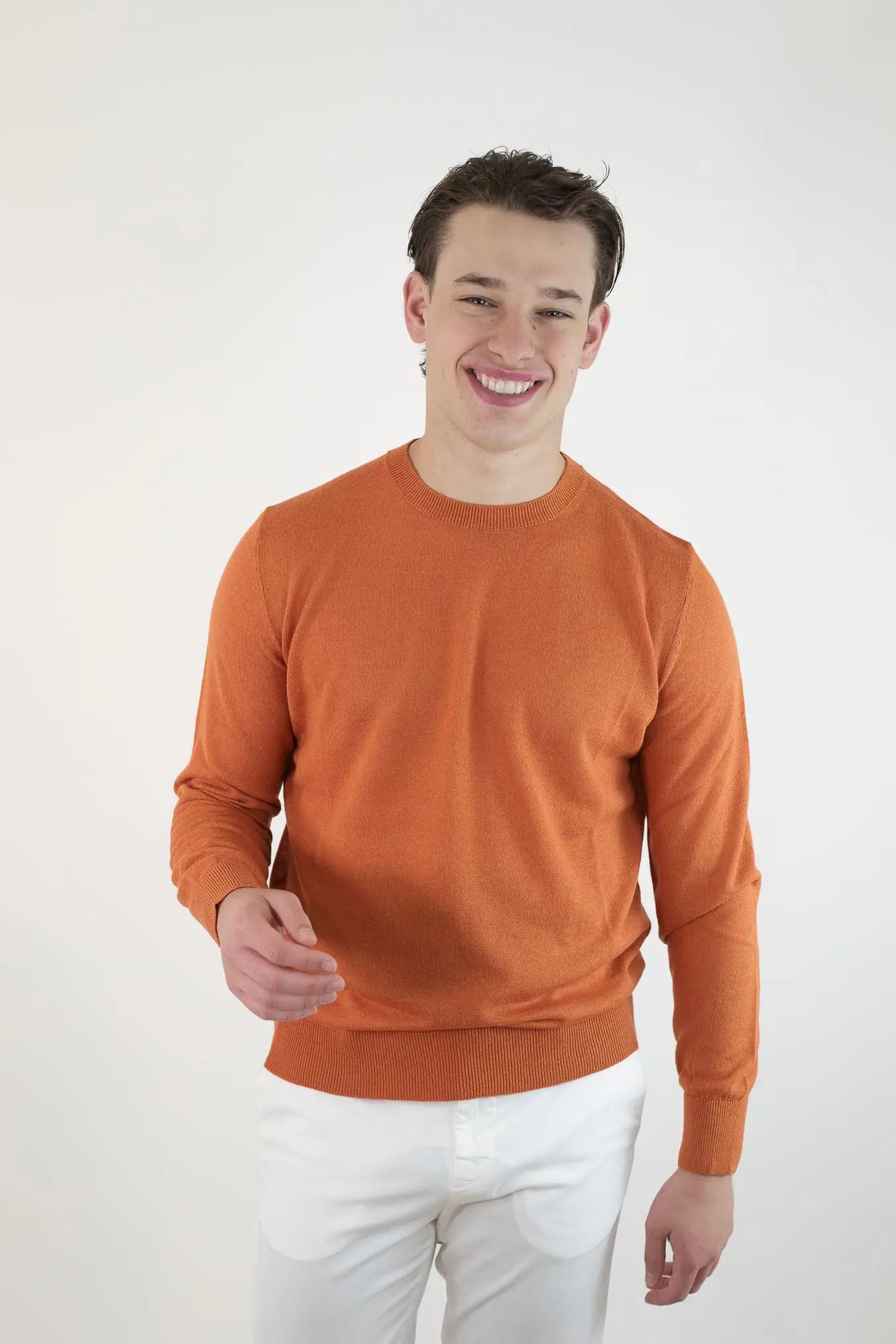 Girocollo Rasato Seta e Cashmere Arancione - Guarino Store