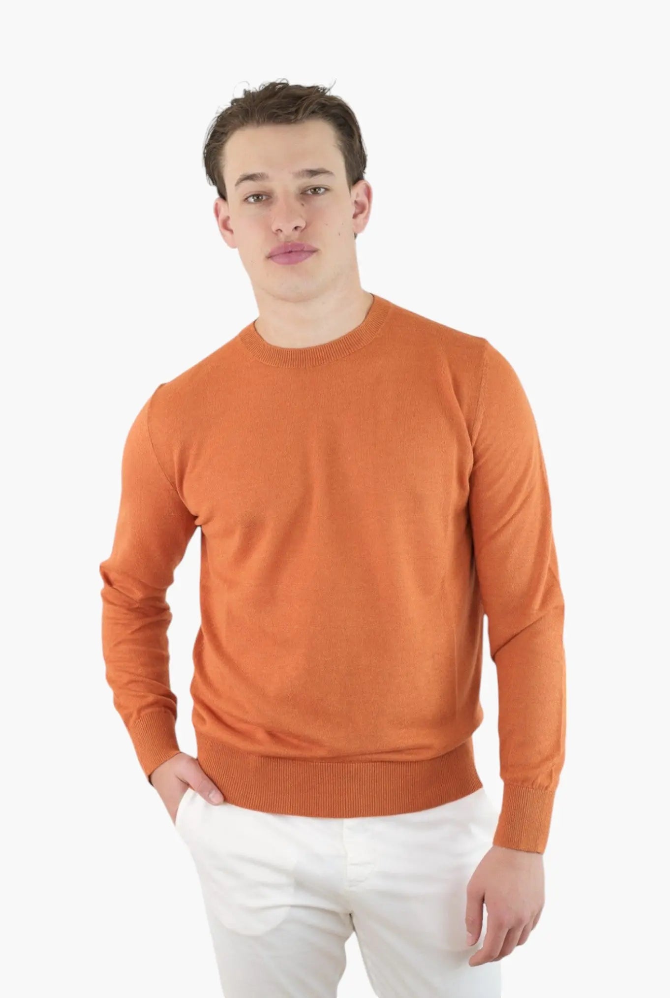 Girocollo Rasato Seta e Cashmere Arancione - Guarino Store