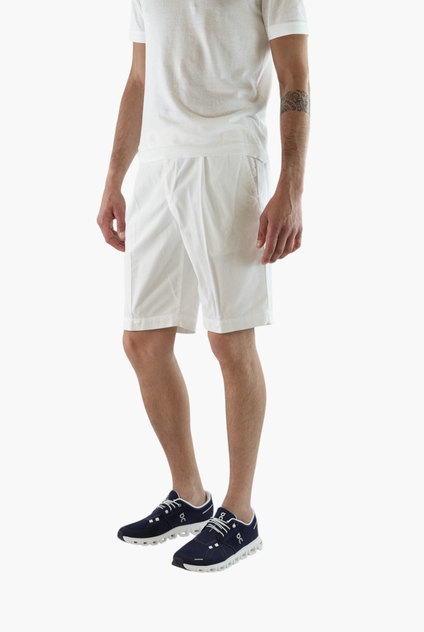 PT Bermuda Velluto Millerighe Cotone Bianco