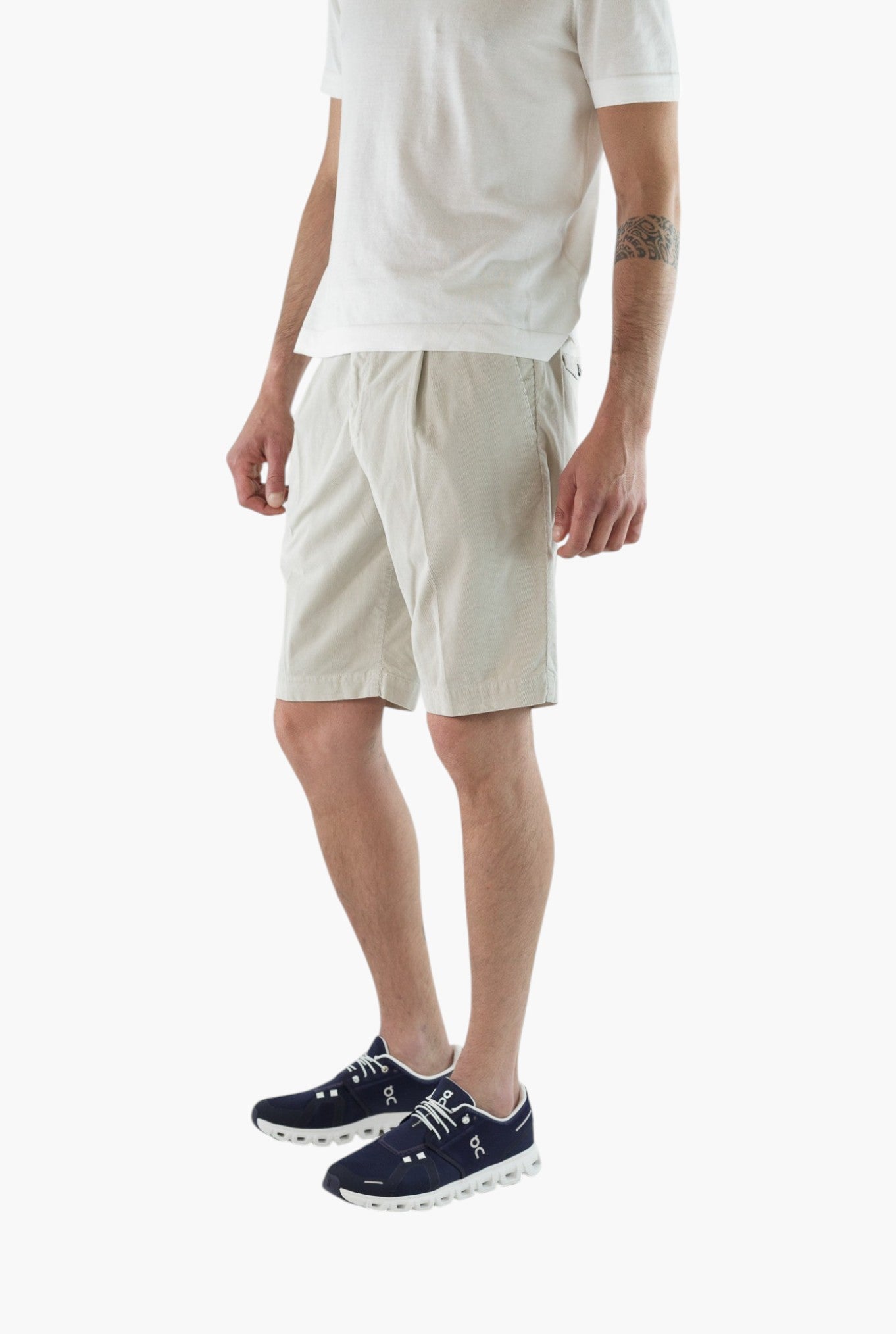 PT Bermuda Velluto Millerighe Cotone Grigio Chiaro