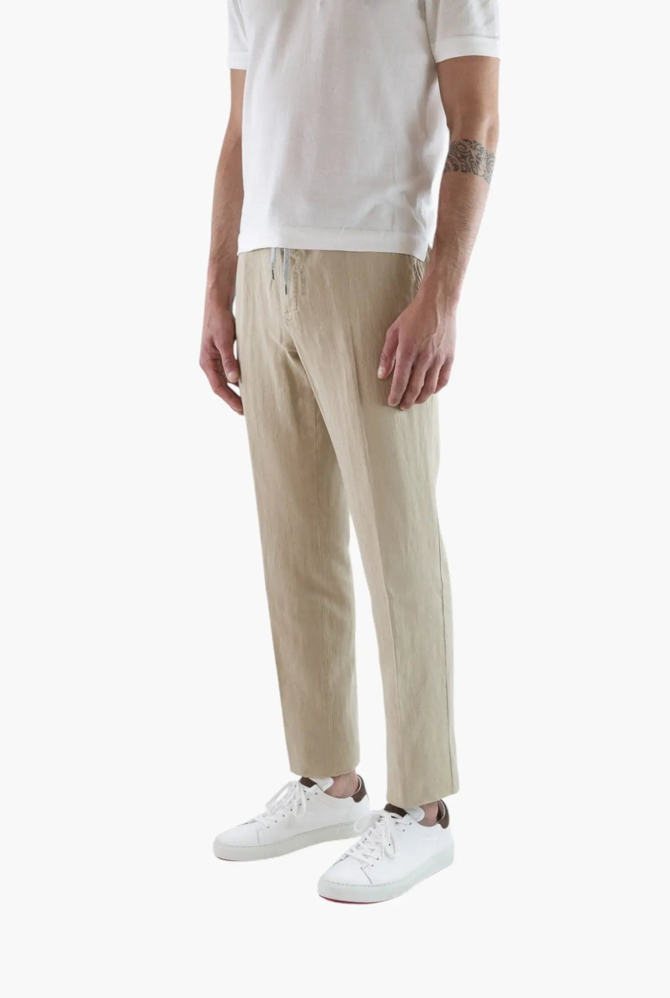 PT Pantaloni Coulisse Washed Spigati Beige