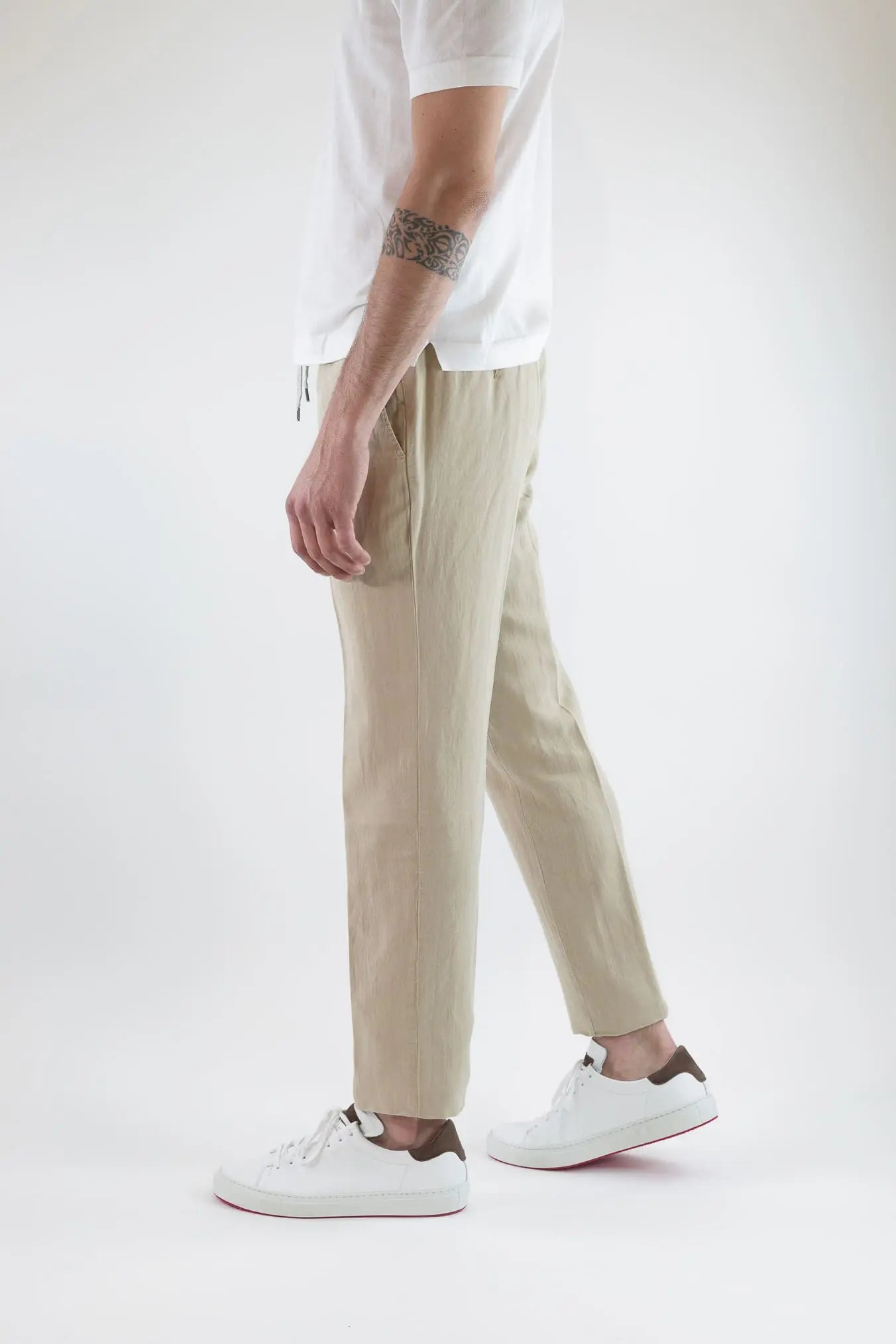 PT Pantaloni Coulisse Washed Spigati Beige