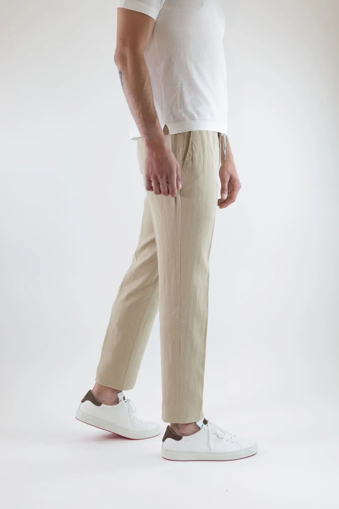 PT Pantaloni Coulisse Washed Spigati Beige