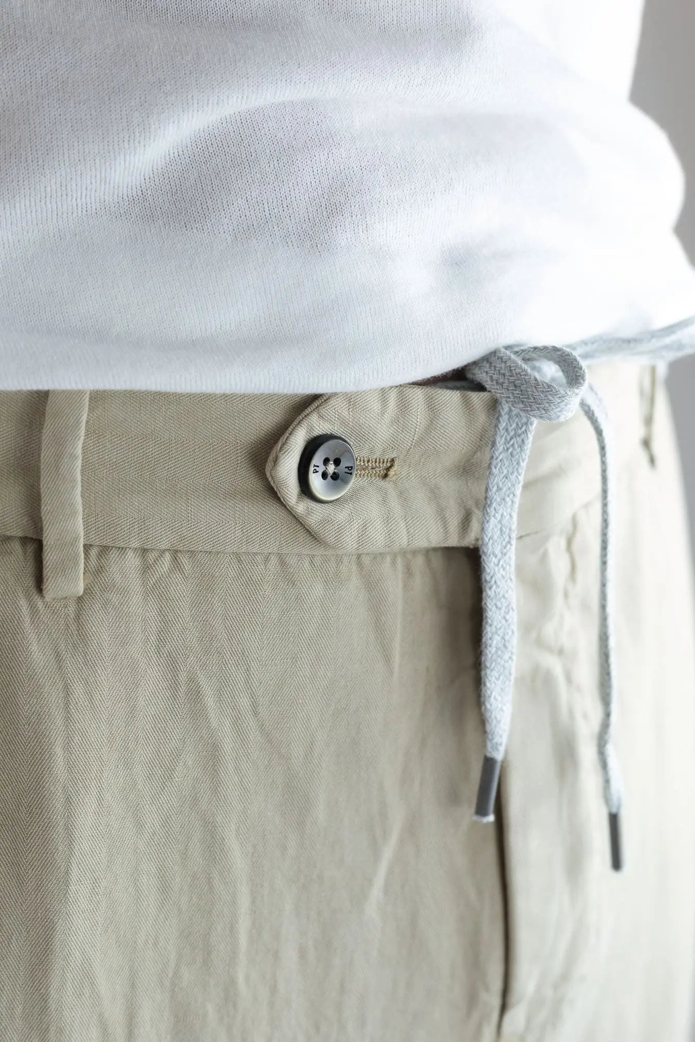 PT Pantaloni Coulisse Washed Spigati Beige