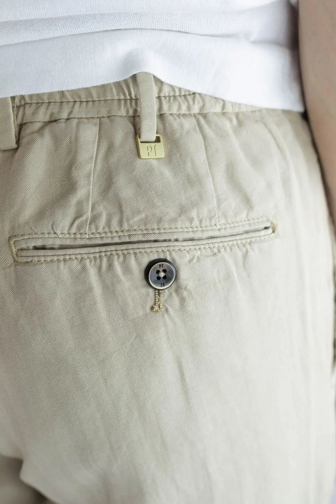 PT Pantaloni Coulisse Washed Spigati Beige