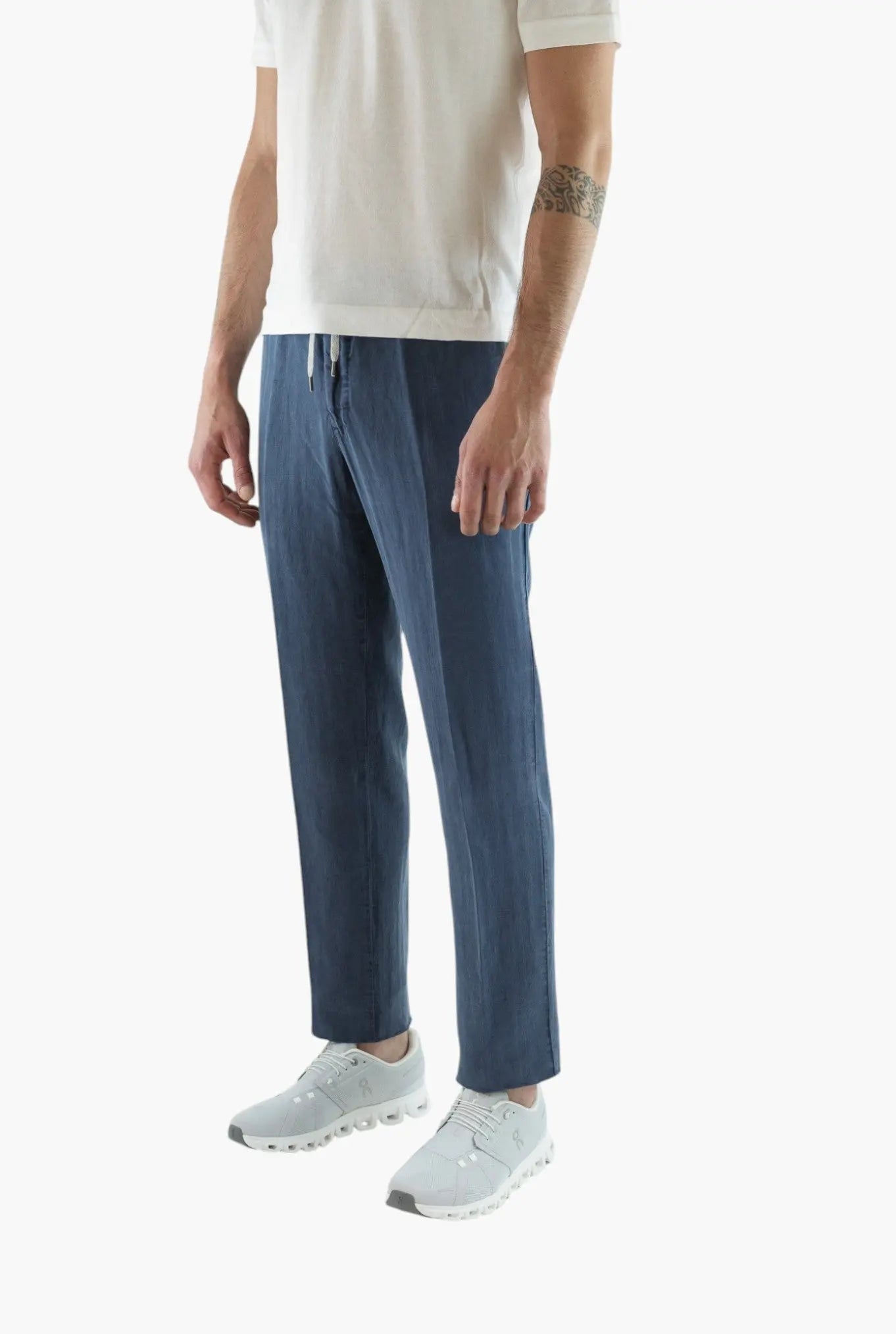 PT Pantaloni Coulisse Washed Spigati Blu